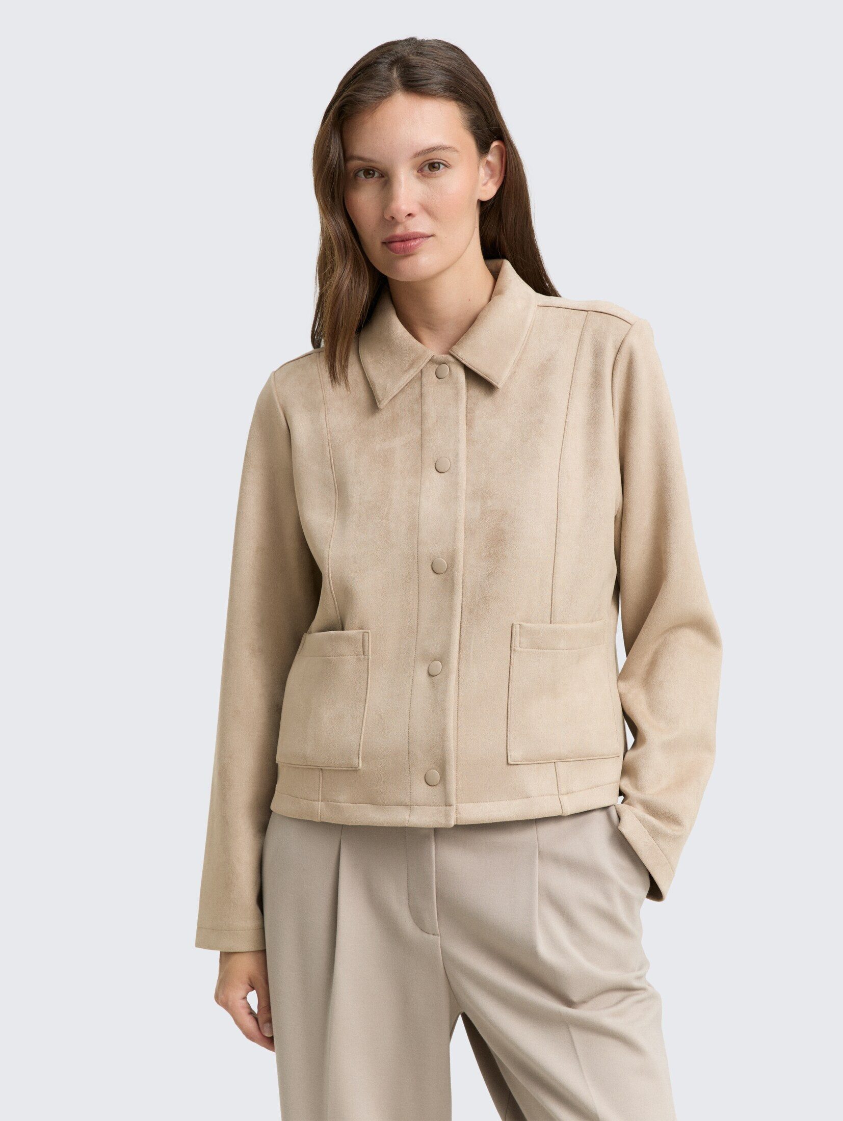 TOM TAILOR Куртки блейзер Regular Fit Jacke in Wildleder-Optik Regular Fit Jacke in Wildleder-Optik