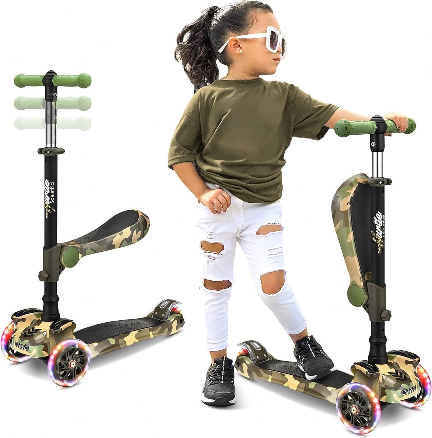 Dreiradscooter Kinder Roller, Scooter Kinder, Kinderroller ab 1-14 Jahre, Cityroller