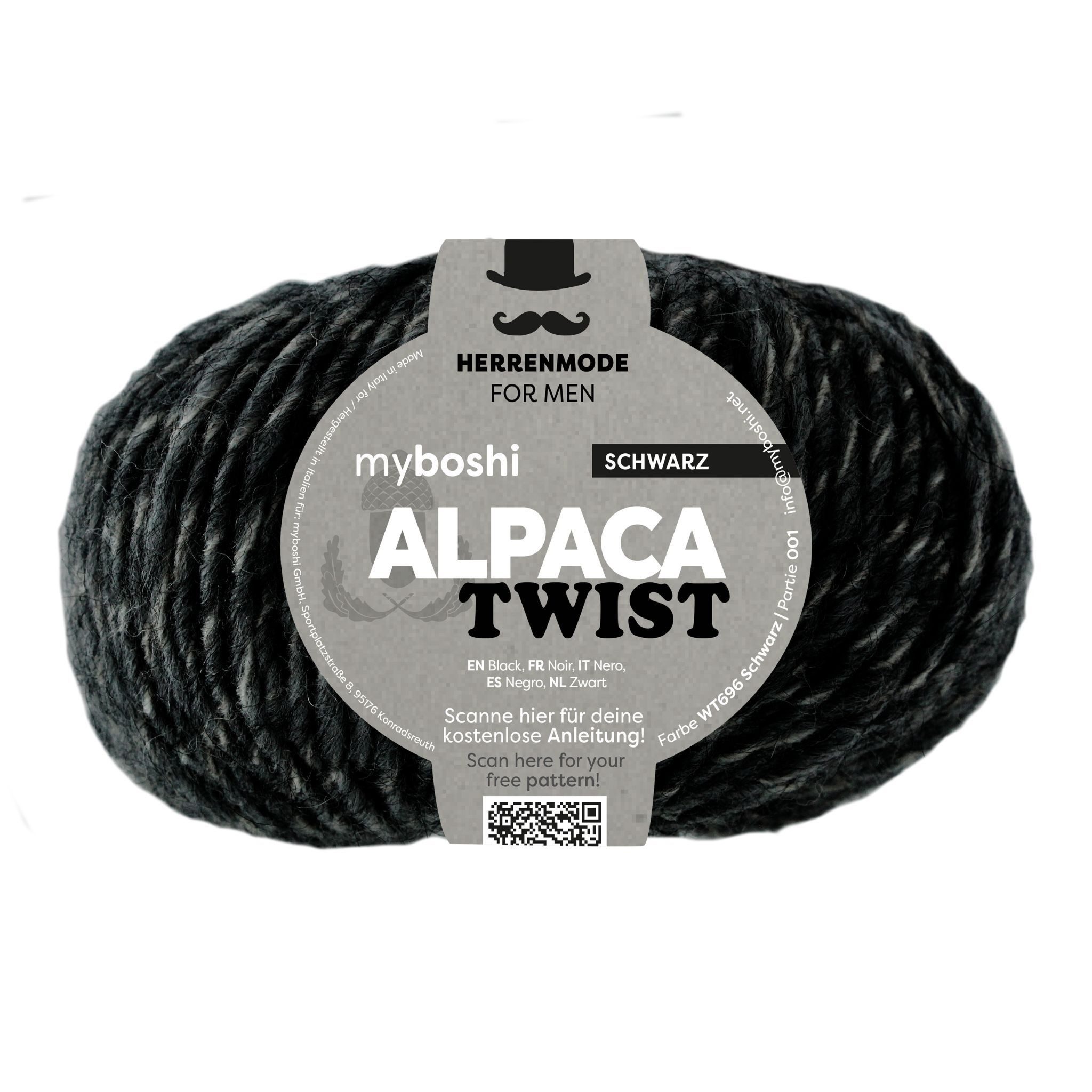 myboshi Alpaca Twist, melierter Alpaka-Woll-Mix Häkelwolle, 90 m (1-St), meliert