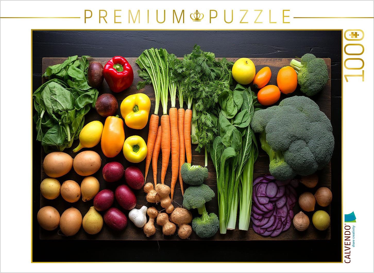 CALVENDO Puzzle CALVENDO Puzzle Gemüse - ordentlich angerichtet auf einem Brett, 1000, 1000 Puzzleteile