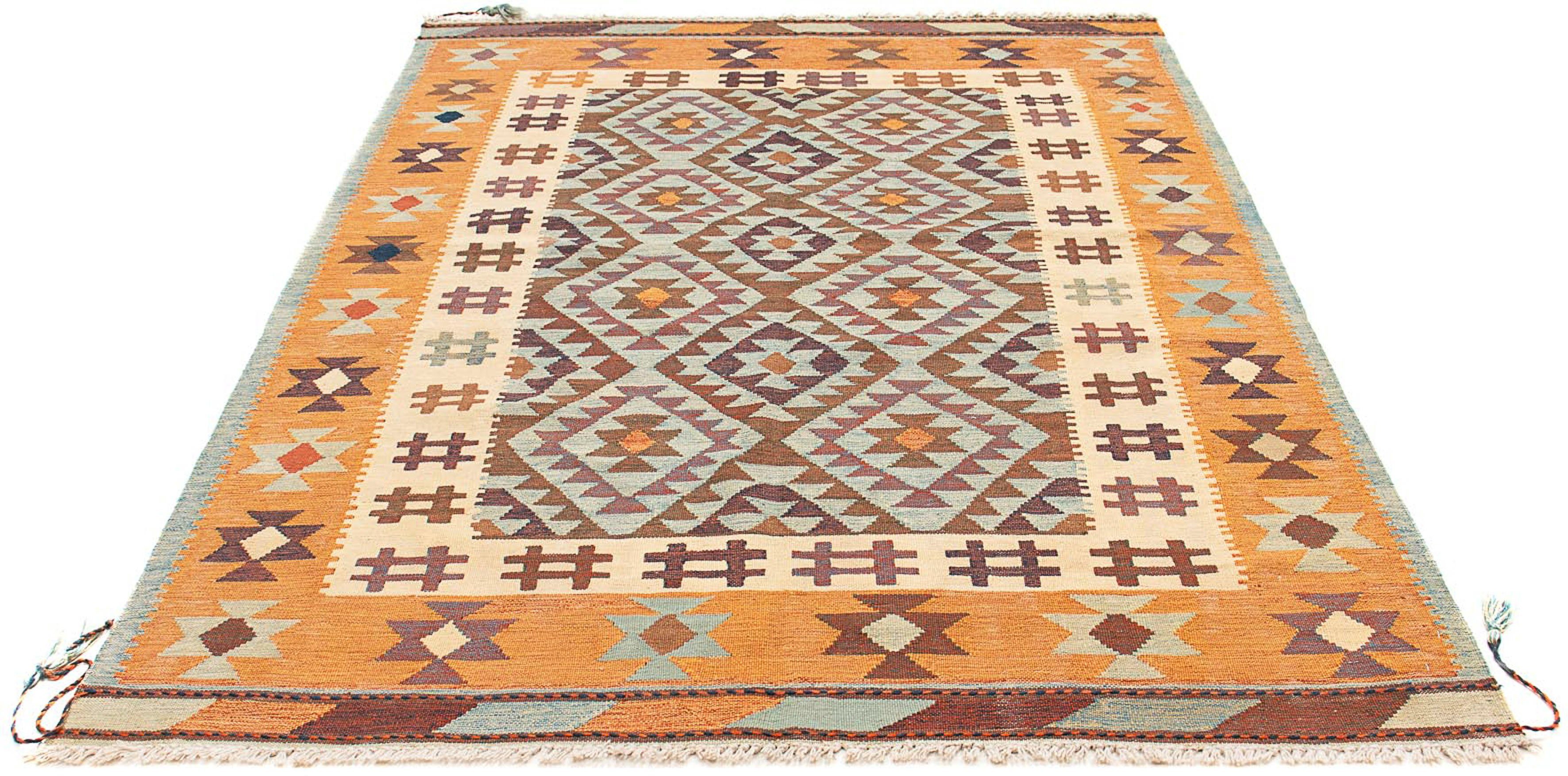 Wollteppich Kelim - Oriental - 197 x 144 cm - mehrfarbig, morgenland, rechteckig, Höhe: 4 mm, Wohnzimmer, Einzelstück
