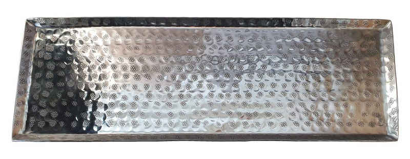 Meinposten Dekotablett silber Metall Deko Tischdeko 45x15 cm