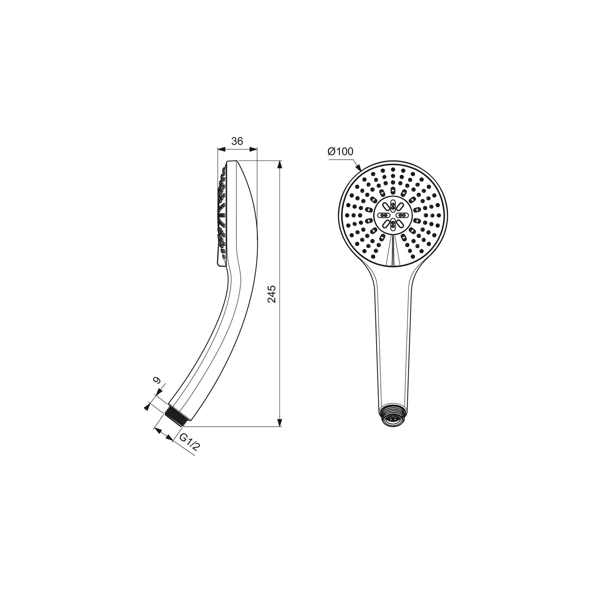Ideal Standard Handbrause 3-Funktionshandbrause Idealrain, Ø 100 mm, Easy-Clean, Chrom B9403AA