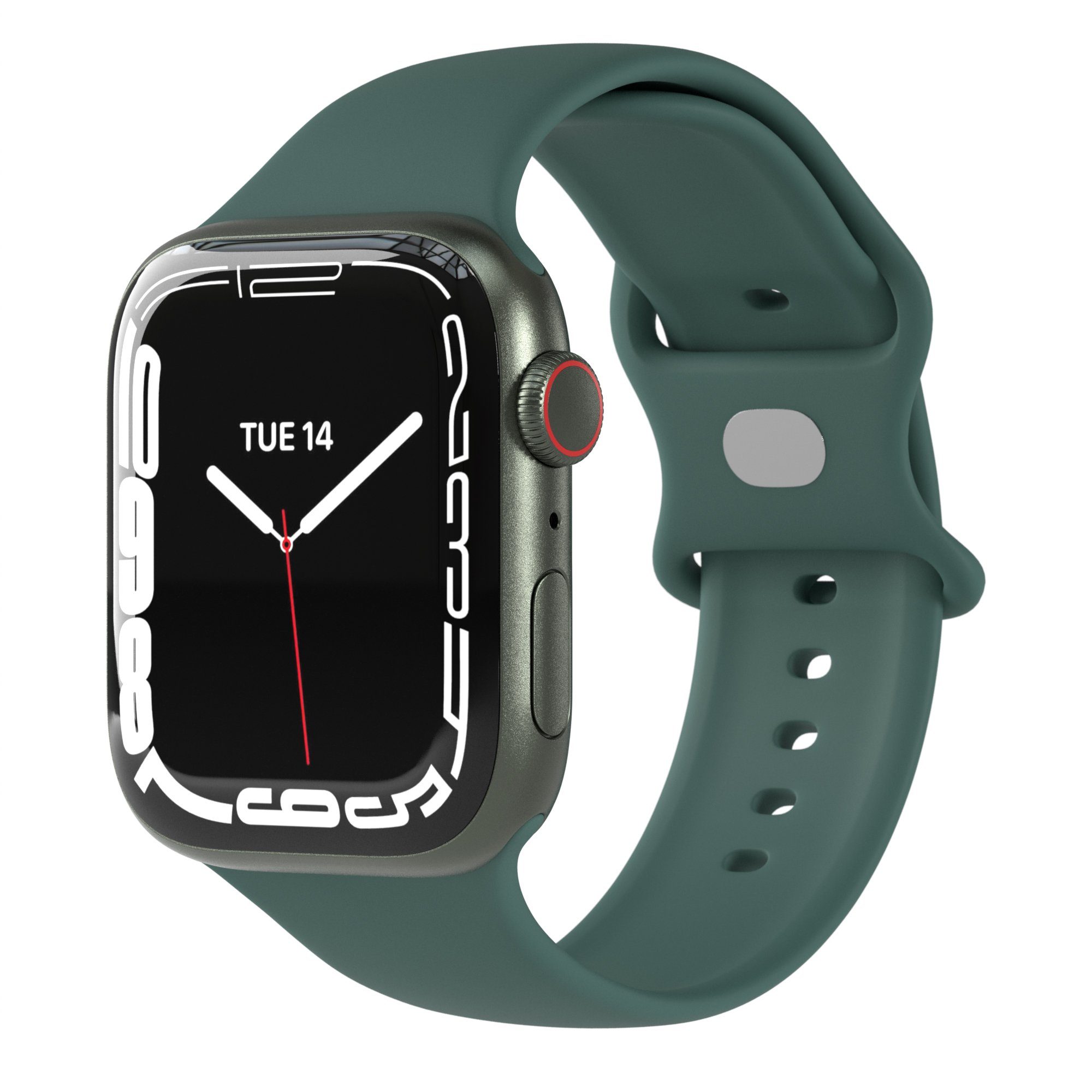 EAZY CASE Uhrenarmband Silicon Armband iWatch 9 8 7 6 5 4 3 2 1 SE Ultra, Ersatzarmband iWatch 42mm / 44 mm / 45 mm / 49mm dehnbar Nacht Grün Dunkel Grün