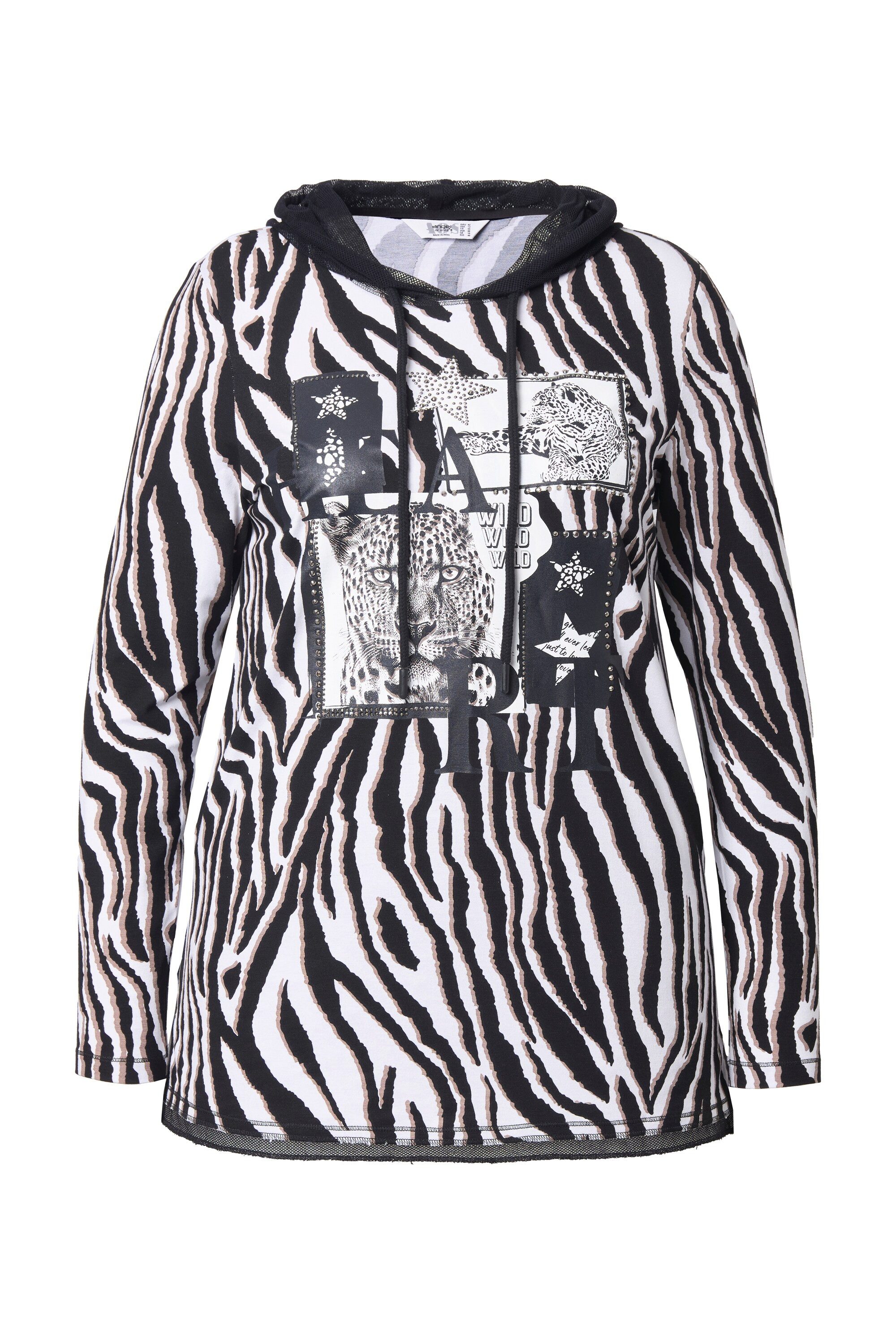 Angel of Style T-Shirt Longshirt Kapuze Animalmuster Glitzersteinchen günstig online kaufen