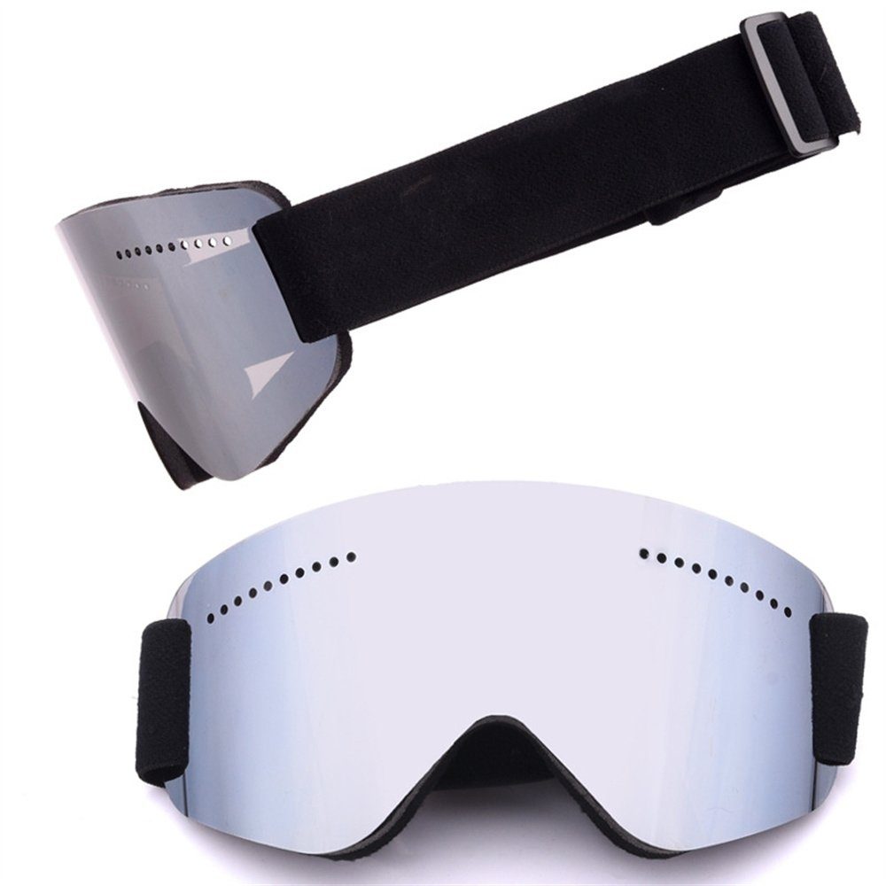 Rouemi Skibrille Skibrille für Erwachsene, Antibeschlag-Schneebrille für Bergsteiger Silberfarben
