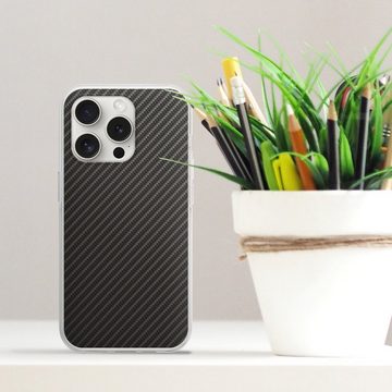 DeinDesign Handyhülle Metallic Look Muster Carbon Carbon, Apple iPhone 15 Pro Silikon Hülle Bumper Case Handy Schutzhülle