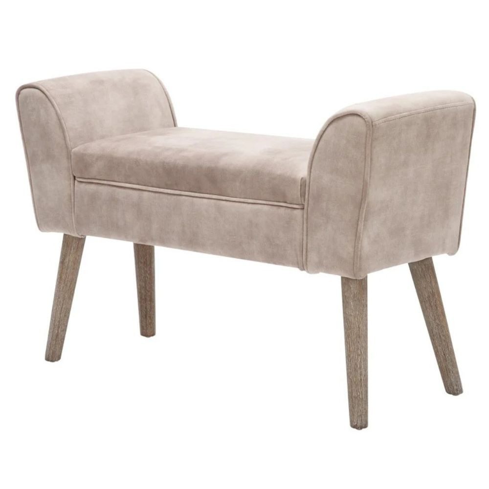 LebensWohnArt Sitzbank Elegante Sitzbank CAROLIN 90cm beige Samt, Bank