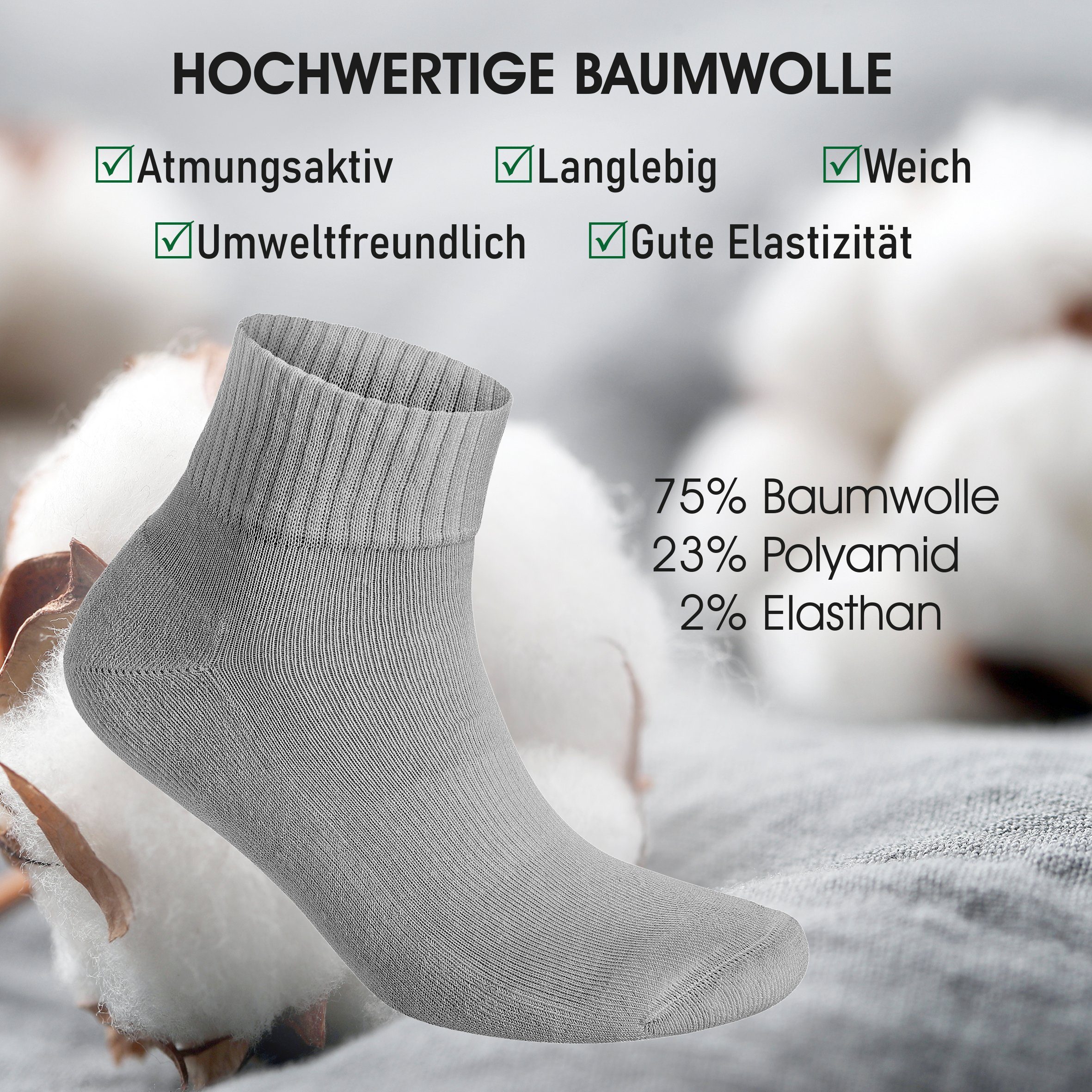 NAHLE Funktionssocken Arbeitssocken für Damen und Herren Wandersocken Multifunktionssocken (12-Paar, 12 Paar) mit extra starker Polsterung, atmungsaktiv - kein Schwitzen