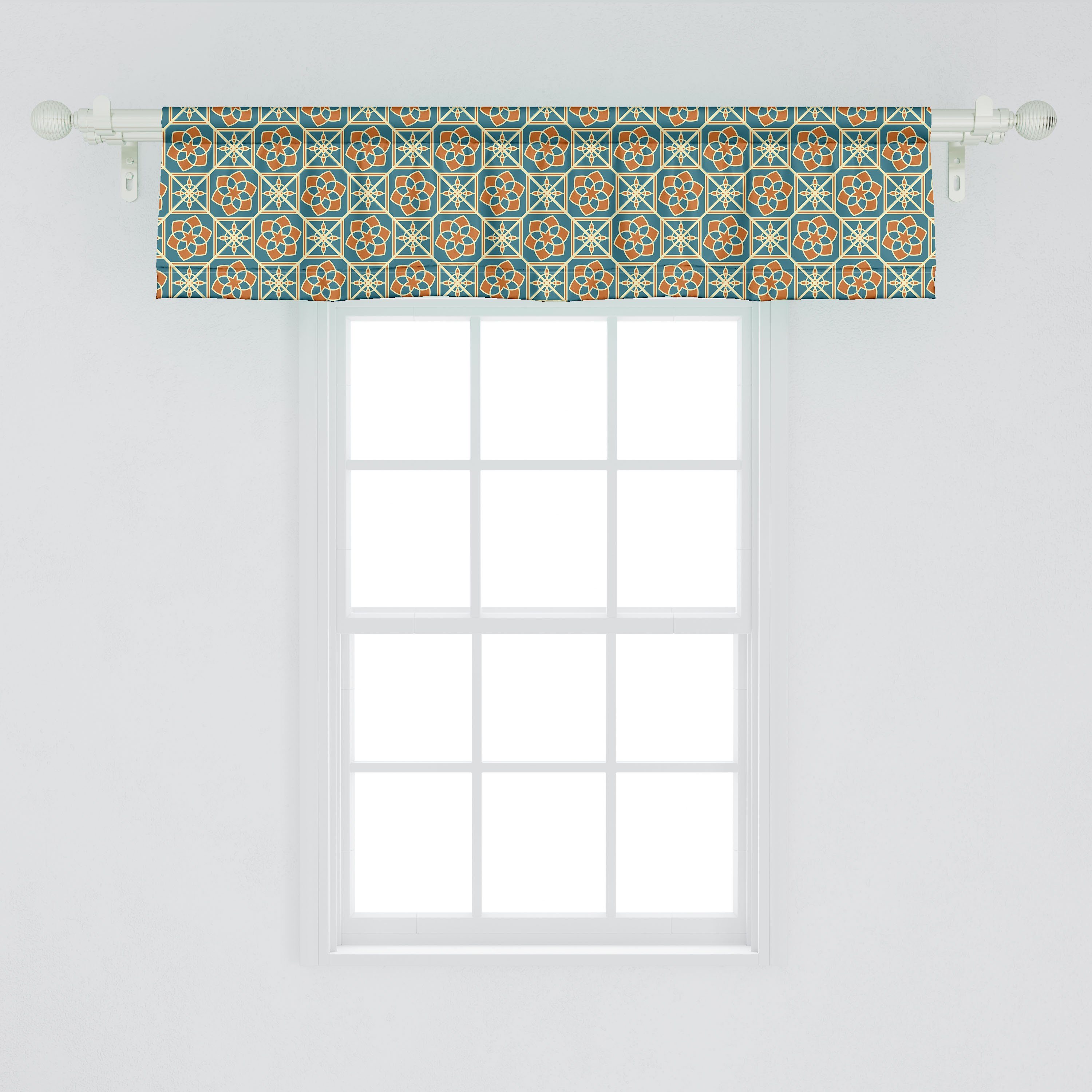 Scheibengardine Vorhang Volant für Küche Abakuhaus, Narzissen Schlafzimmer mit Microfaser, Stangentasche, Dekor Arabisch