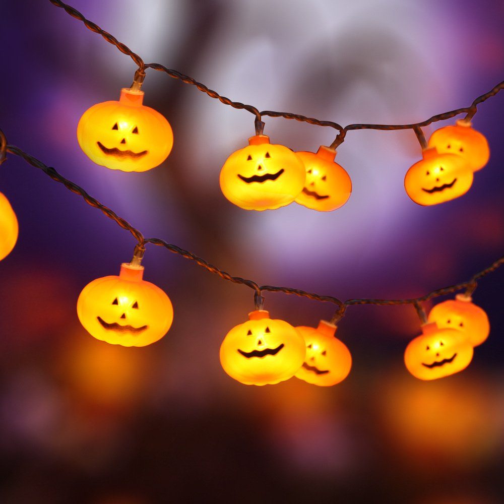 Oneid Lichterkette Halloween kürbis deko Halloween LEDs lichterkette,2.5M 20 Licht,für
