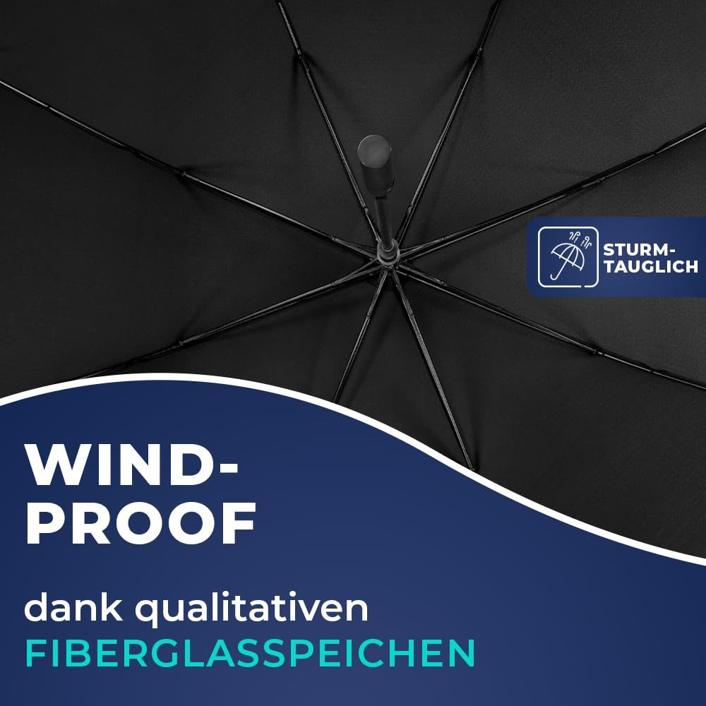 Langenberg Stockregenschirm LANGENBERG Regenschirm groß mit [Ø138 CM SPANNWEITE] Sturmfest, ☑ UNSERE EMPFEHLUNG