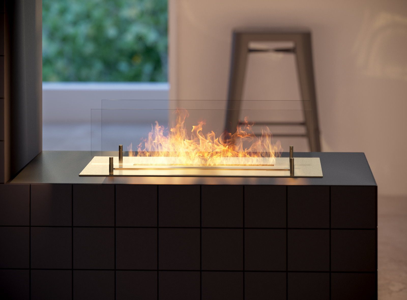 Infire Echtfeuer-Dekokamin Insert Simple Ethanolbrenner, bis 2 KW Heizleistung, TÜV zertifiziert