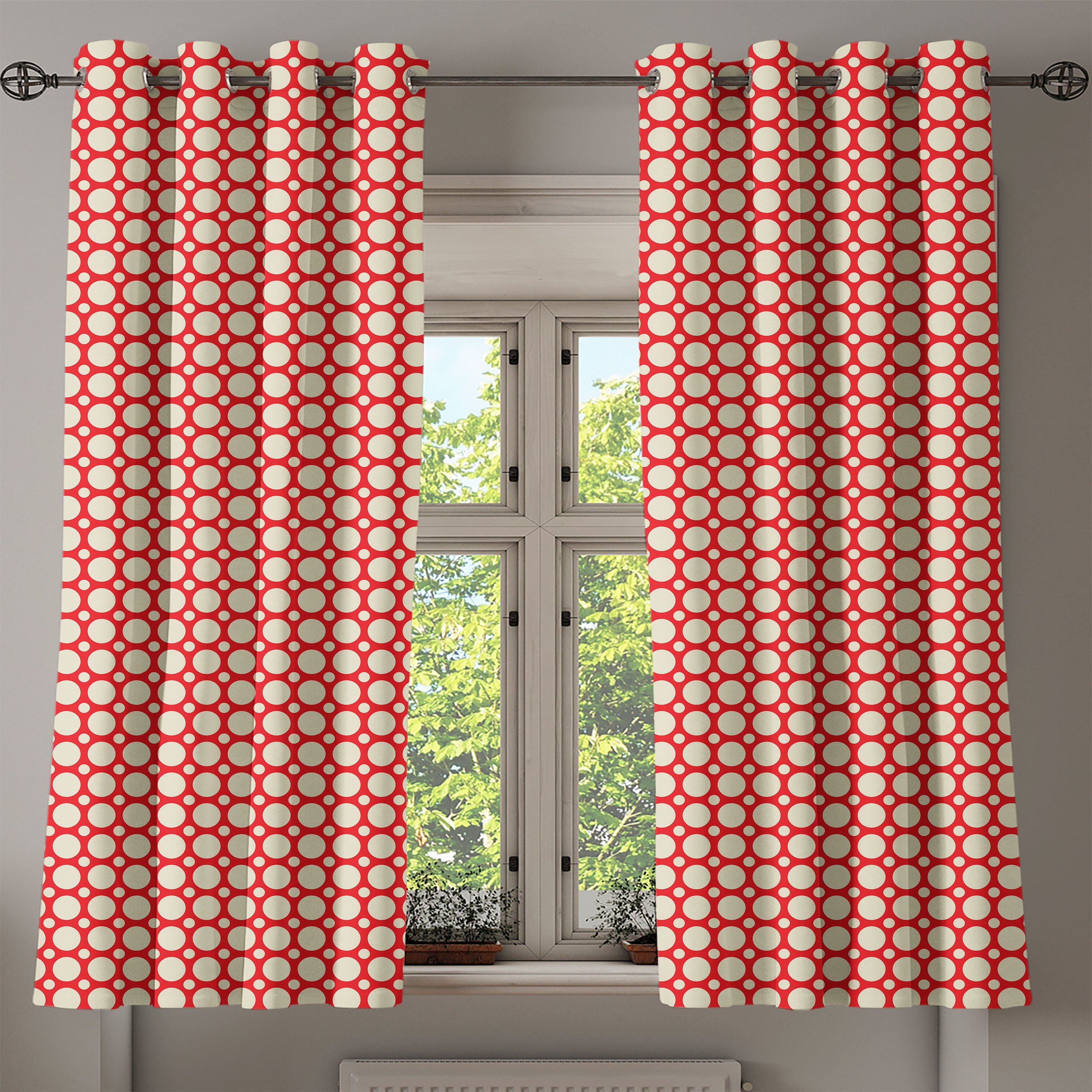 Große Tupfen für Jahrgang Wohnzimmer, 2-Panel-Fenstervorhänge Gardine Schlafzimmer Dekorative Kleine Abakuhaus,