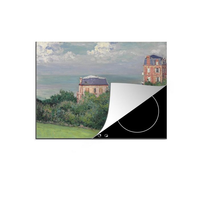 MuchoWow Herdblende-/Abdeckplatte Villen am Meer - Gemälde von Gustave Caillebotte Vinyl (1 tlg) Mobile Arbeitsfläche nutzbar Ceranfeldabdeckung