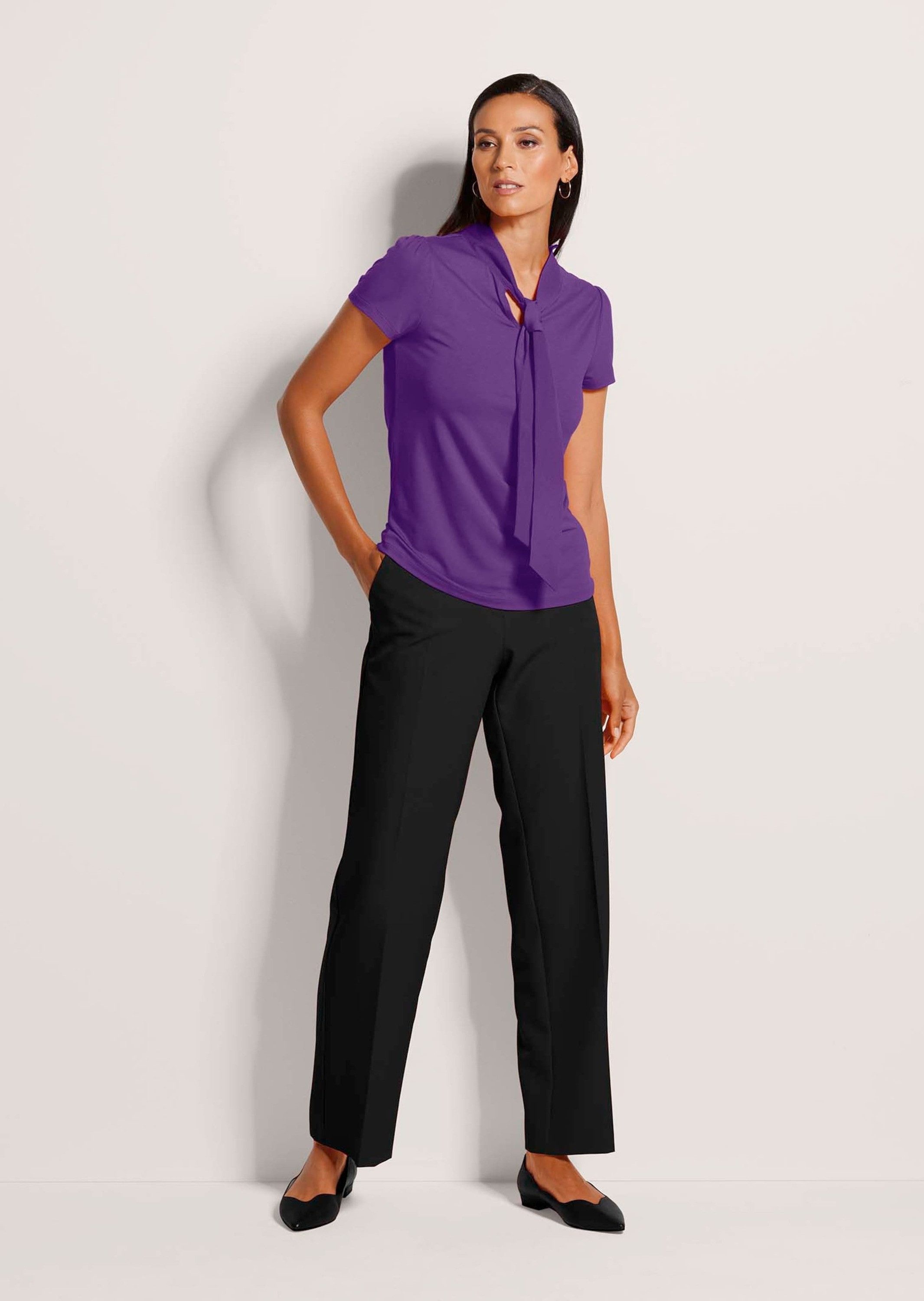 MADELEINE Kurzarmshirt Kurzarmoberteil mit Schluppe Schickes Blusenshirt mi günstig online kaufen