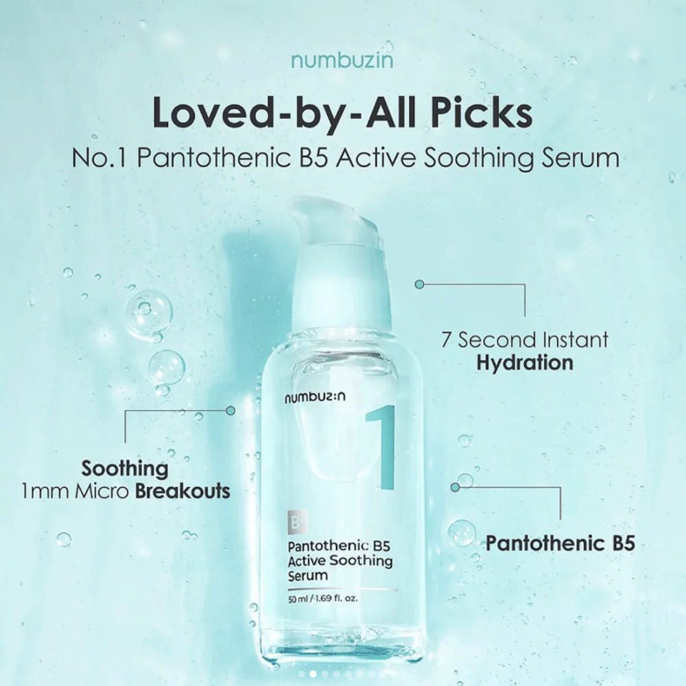 numbuzin Gesichtsserum Numbuzin, No.1 Pantothenic B5 Active Soothing Serum – 50 ml, Beruhigendes Panthenol-Serum für empfindliche Haut