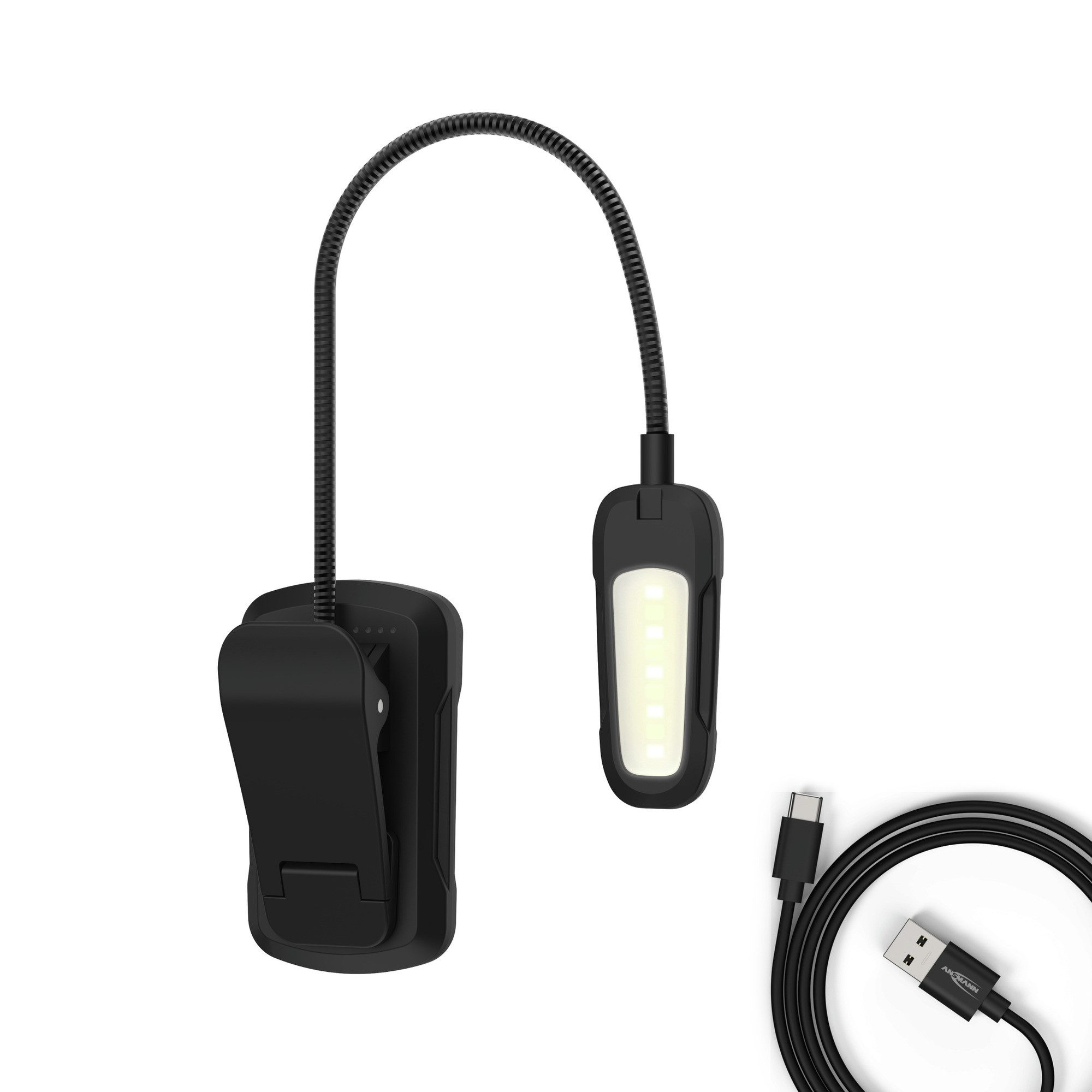 ANSMANN AG LED Dekolicht LED Clip Light /verstellbare Klemmleuchte, 9 LEDs, aufladbar via USB-C