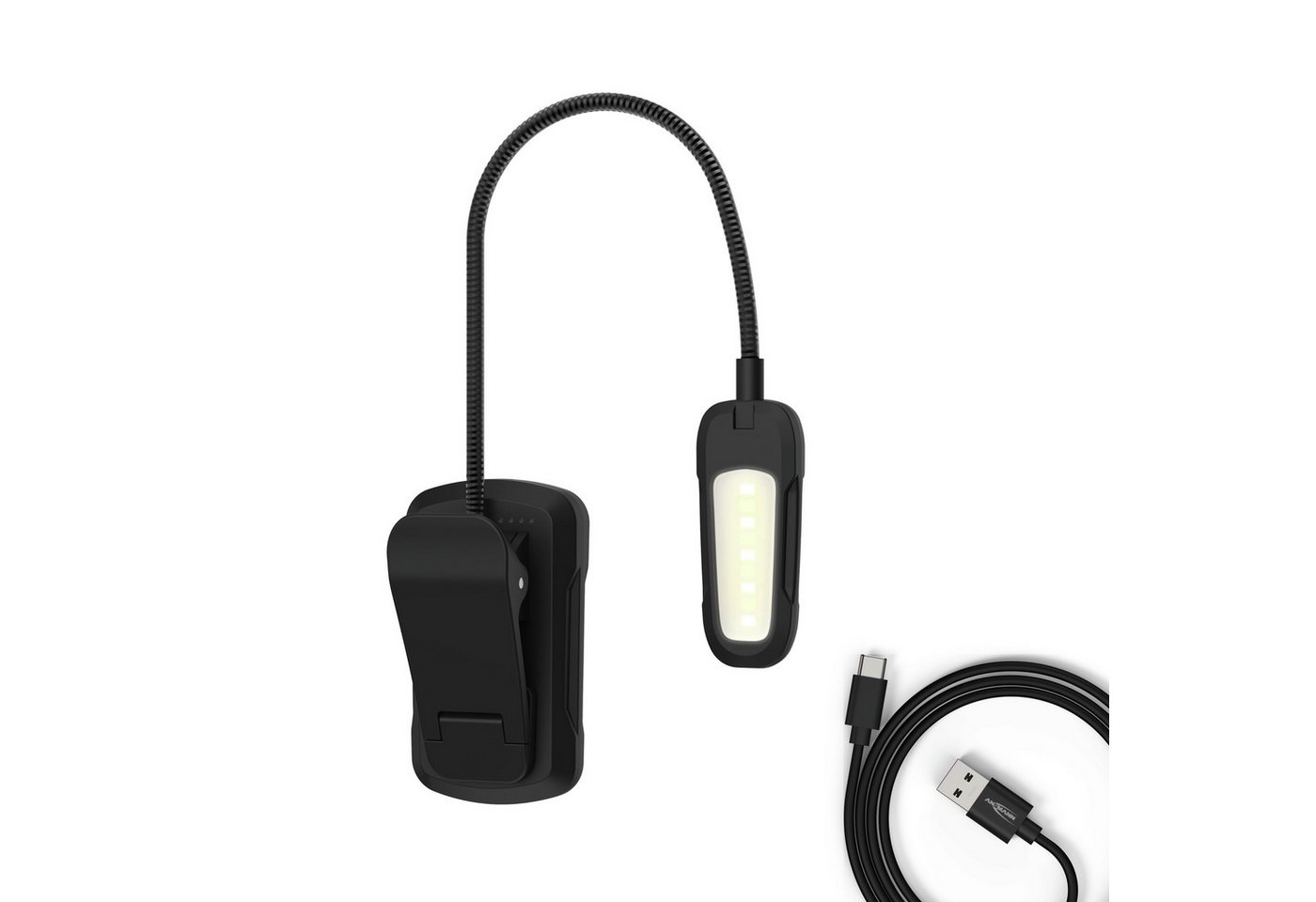 ANSMANN AG LED Dekolicht LED Clip Light /verstellbare Klemmleuchte, 9 LEDs, aufladbar via USB-C