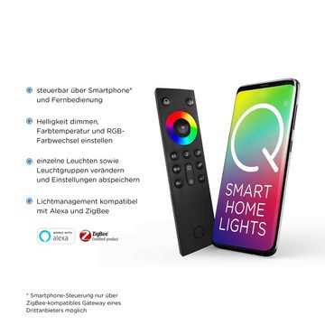 Paul Neuhaus Smarte LED-Leuchte LED Deckenleuchte Strahlerleiste RGB+W, Smart Home, RGB-Farbwechsel, Dimmfunktion, Memoryfunktion, mit Leuchtmittel, Spots dimmbar per Fernbedienung, Works with Alexa