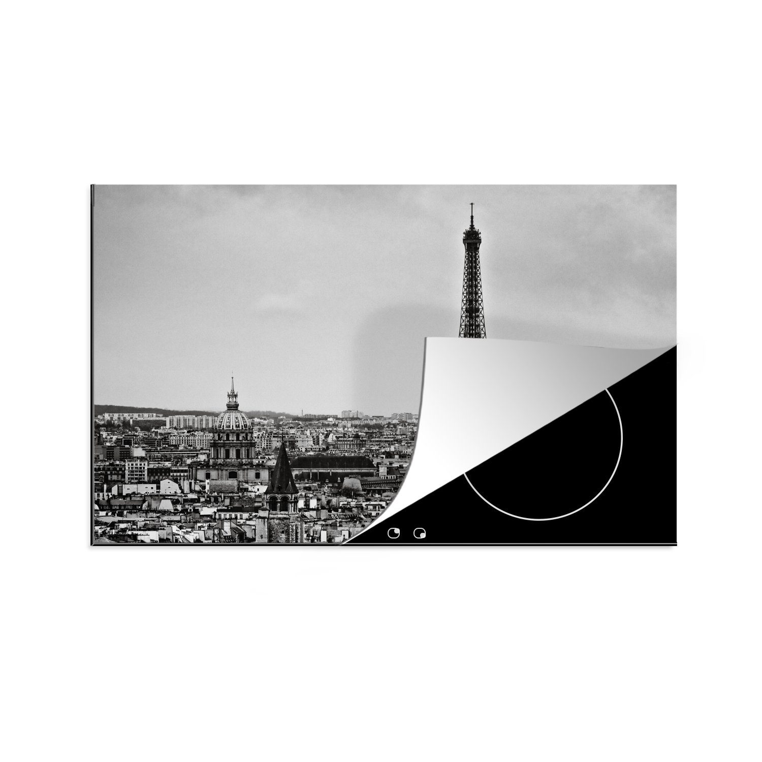 MuchoWow Herdblende-/Abdeckplatte Skyline die Paris, tlg), Schutz für 81x52 (1 Ceranfeldabdeckung Die cm, Induktionskochfeld Vinyl, küche, von