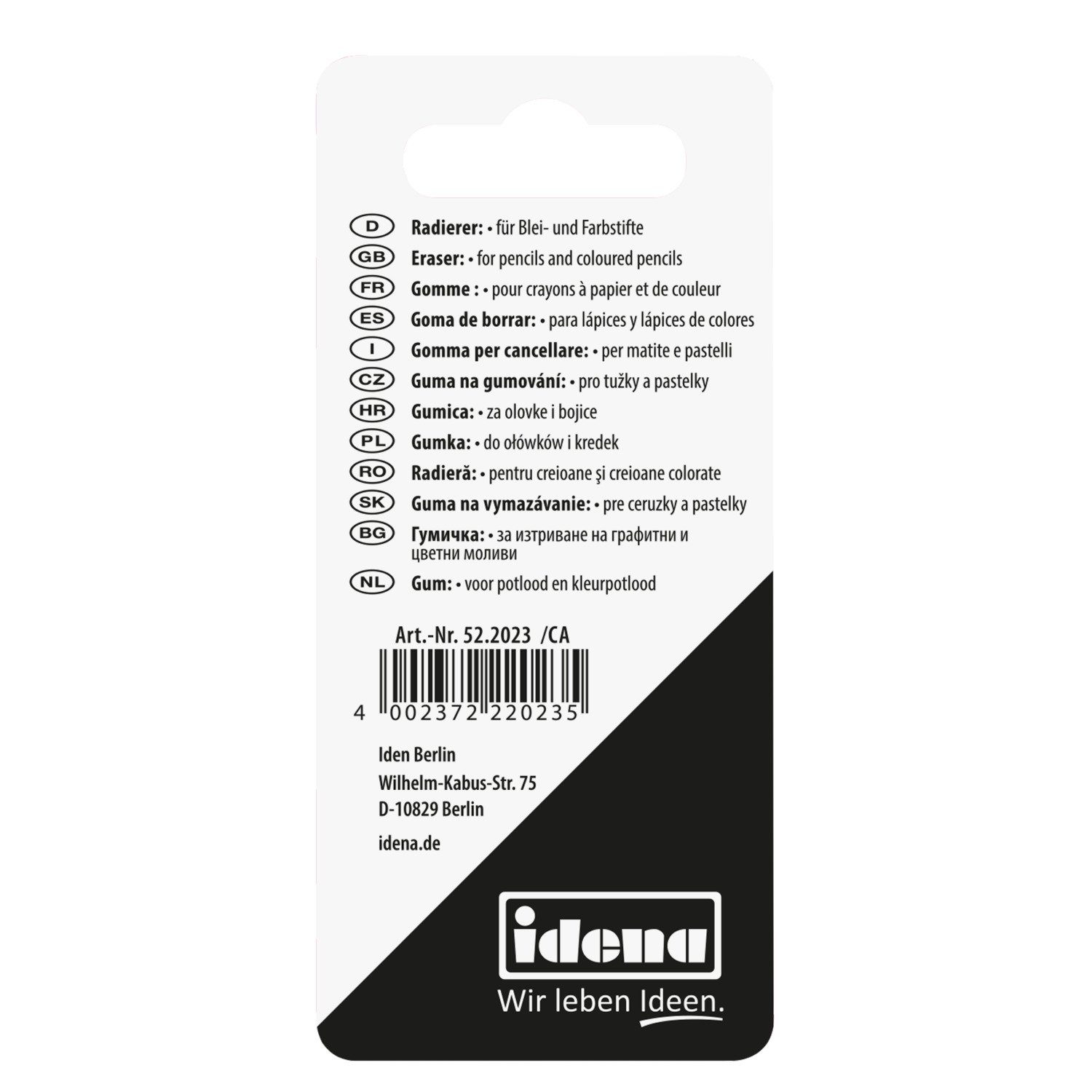 Idena Radiergummi Idena 522023 - Radierer für Bleistift und Tinte, 2 Stück