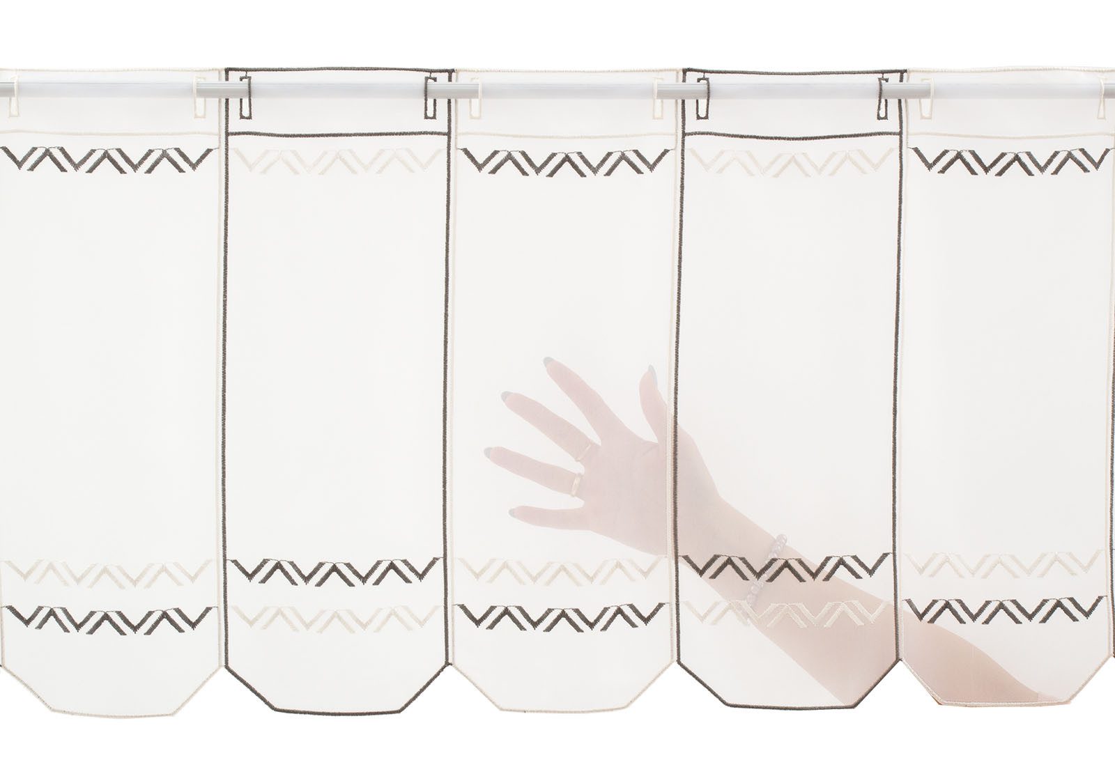 Gardinen Kranzusch Scheibengardine silber/weiß bestickt, Stangendurchzug, t günstig online kaufen