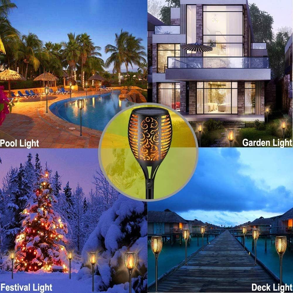 LA CUTE LED Solarleuchte Solar Gartenfackel 4er-Set mit Flammenlicht, IP65, günstig online kaufen