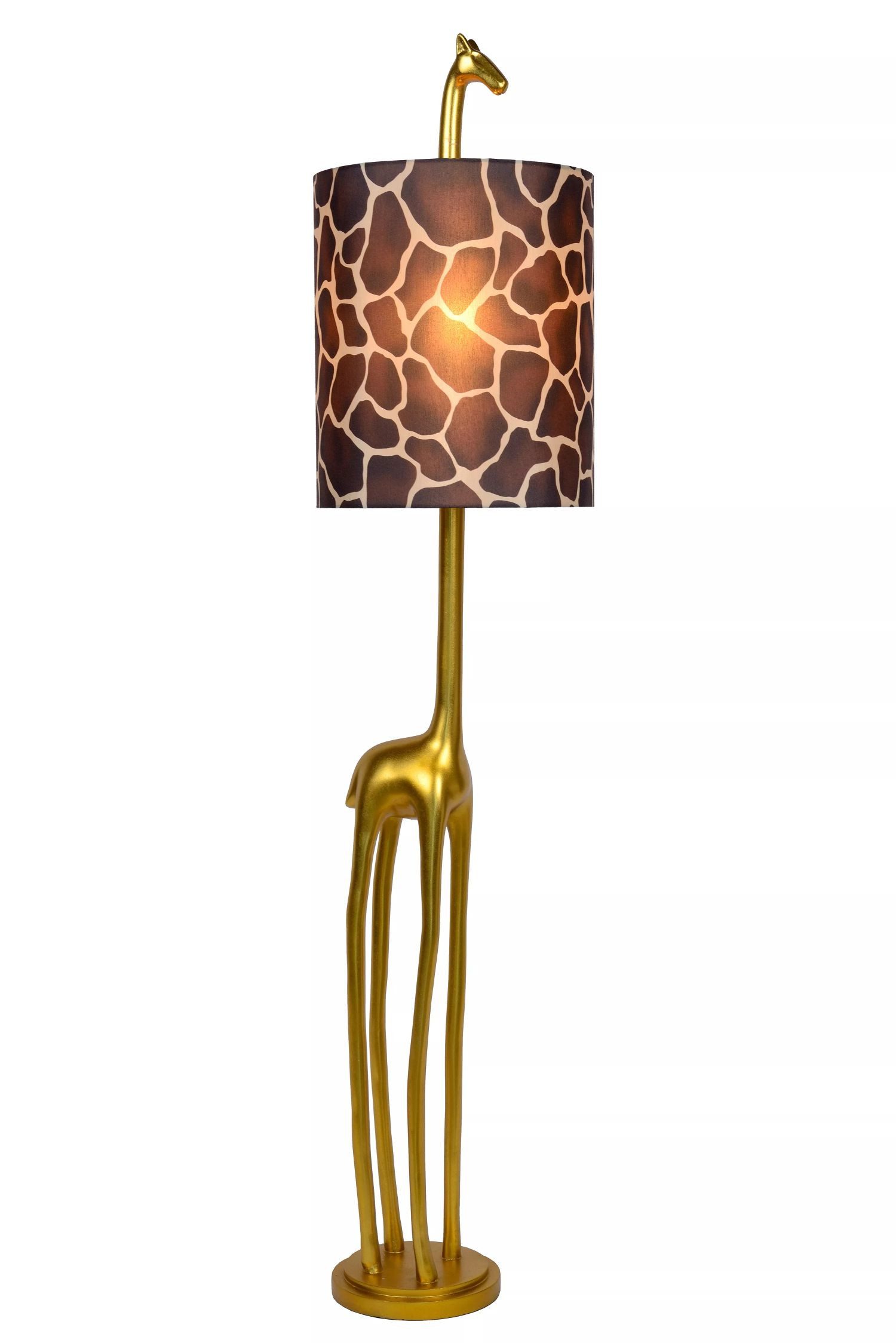 Licht-Erlebnisse Stehlampe ZONI, ohne Leuchtmittel, Stoff E27 160 cm hoch in Gold Braun rund Modern