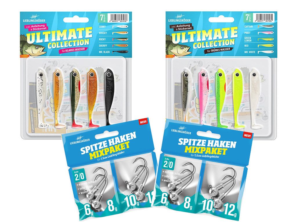 Lieblingsköder Kunstköder Lieblingsköder 7,5 cm Barsch - kleines Starter-Set, (SpinMad Originals 10 g, 1-St. SpinMad Originals 15 Farben), Effektiver Lauf, Exzellente Verarbeitung