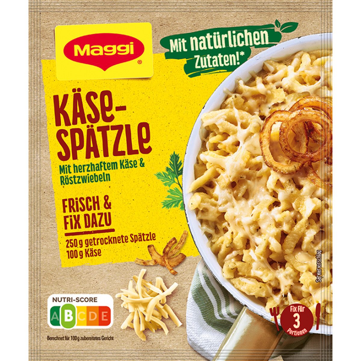 MAGGI Saucen, Maggi Fix Käse Spätzle mit natürlichen Zutaten und Röstzwiebeln 30g