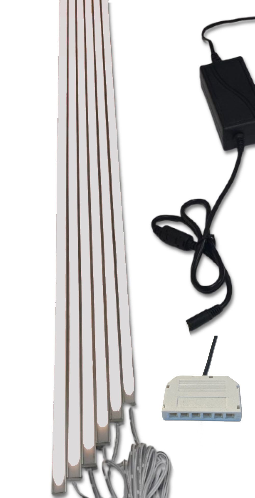 XENON LED Dekolicht 7512 LED Leuchte Kunststoff Schiene weiß 6x100cm Netzteil Neutral Weiß, Xenon / Kalt Weiß