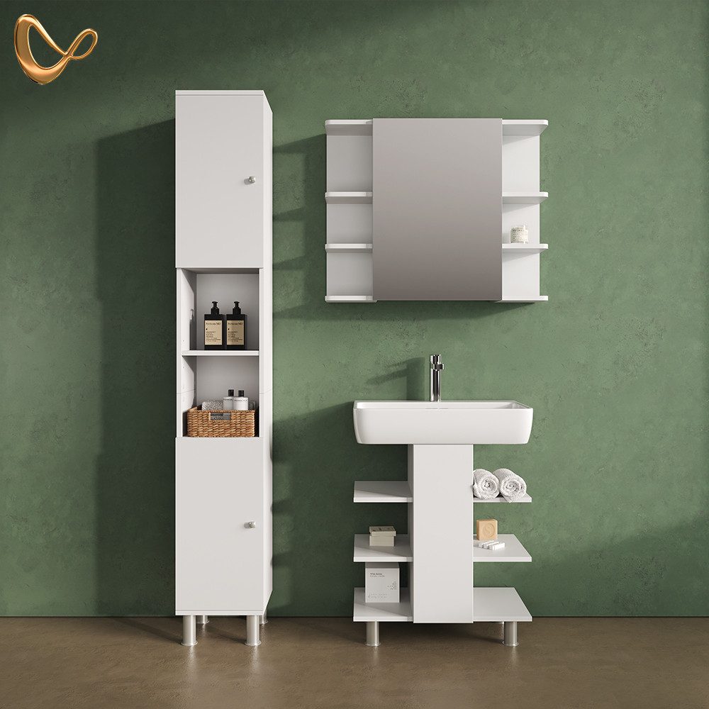 Livinity® Waschbeckenunterschrank Fucino, Weiß, 60 x 70 cm mit 6 Ablage günstig online kaufen