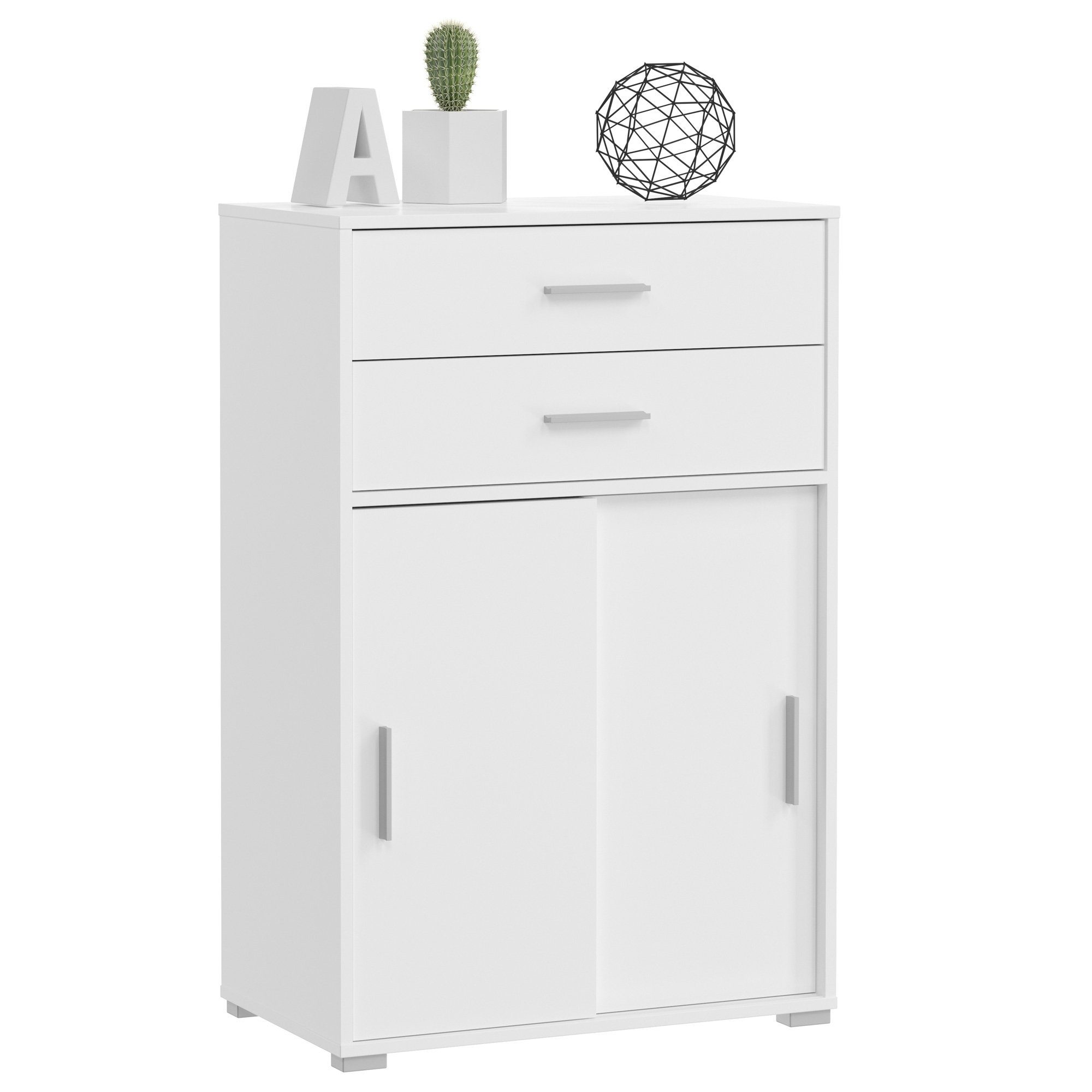 68cm Maße Modern 40cm Aktenschrank 107cm (B/H/T): Schiebetürenschrank Newroom Kommode Kommode x Weiß x Büro, Joey,