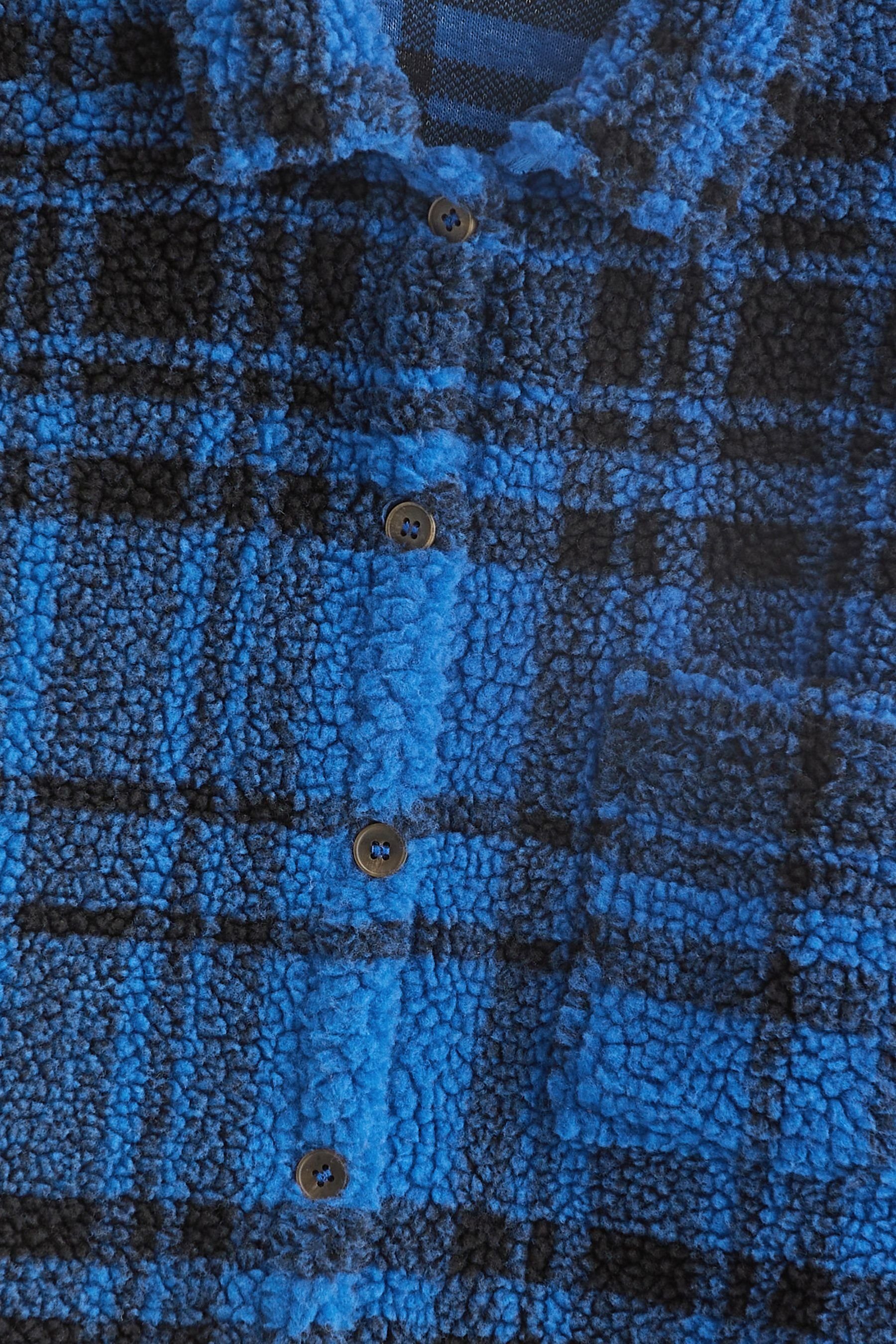 Fleece-Hemdjacke Teddystoff Next Fleecejacke aus Check Blue Cobalt (1-St)