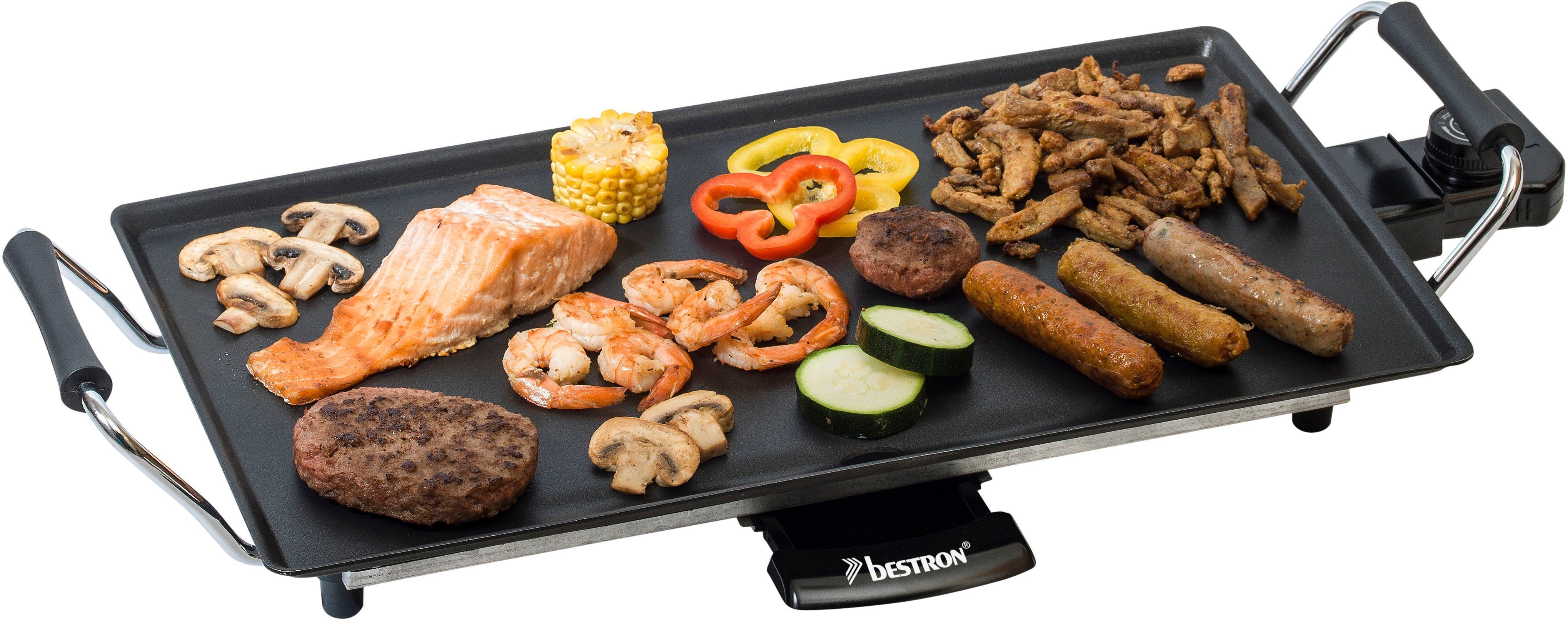 Image of bestron Teppanyakigrill ABP602, 2000 W, Planchagrillplatte, mit Antihaftbeschichtung, Schwarz