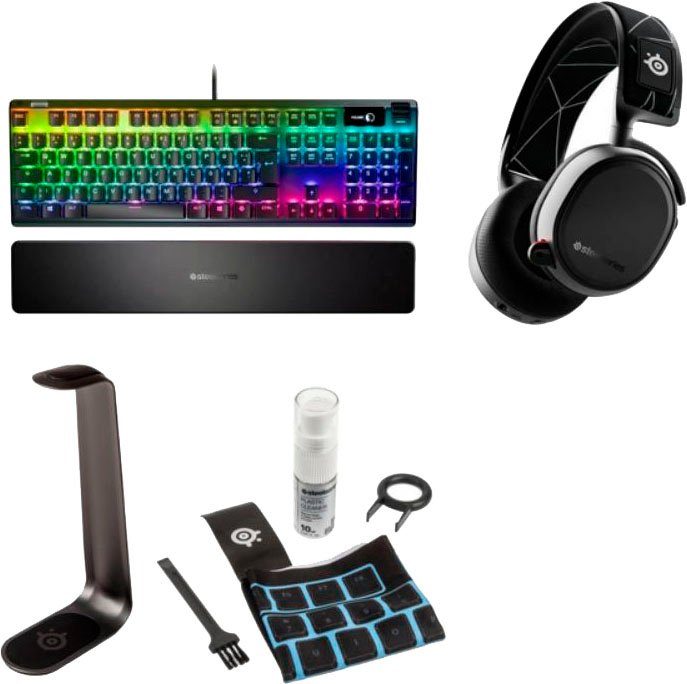 SteelSeries Gaming Bundle aus Keyboard + Headset + Headset Stand