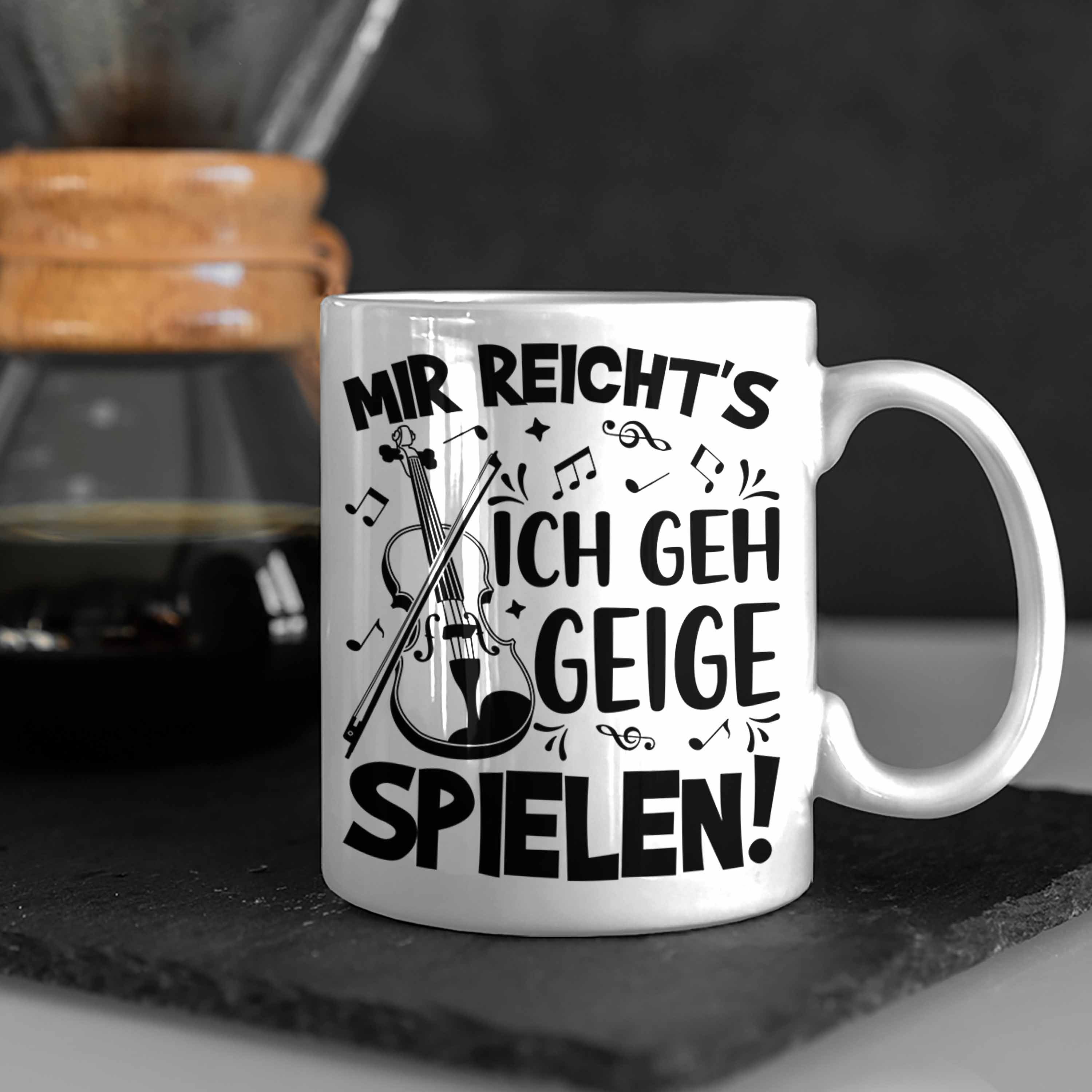 Tasse Kaffee-Becher Geigenspieler Weiss Geigenspielerin Spru Geigen Geschenk Trendation Tasse