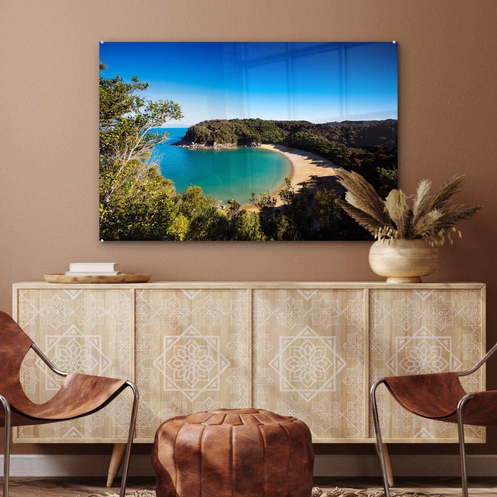 strahlend Acrylglasbilder Wohnzimmer (1 MuchoWow Nationaler bei Schlafzimmer Abel & St), blauem Acrylglasbild Himmel, Tasman