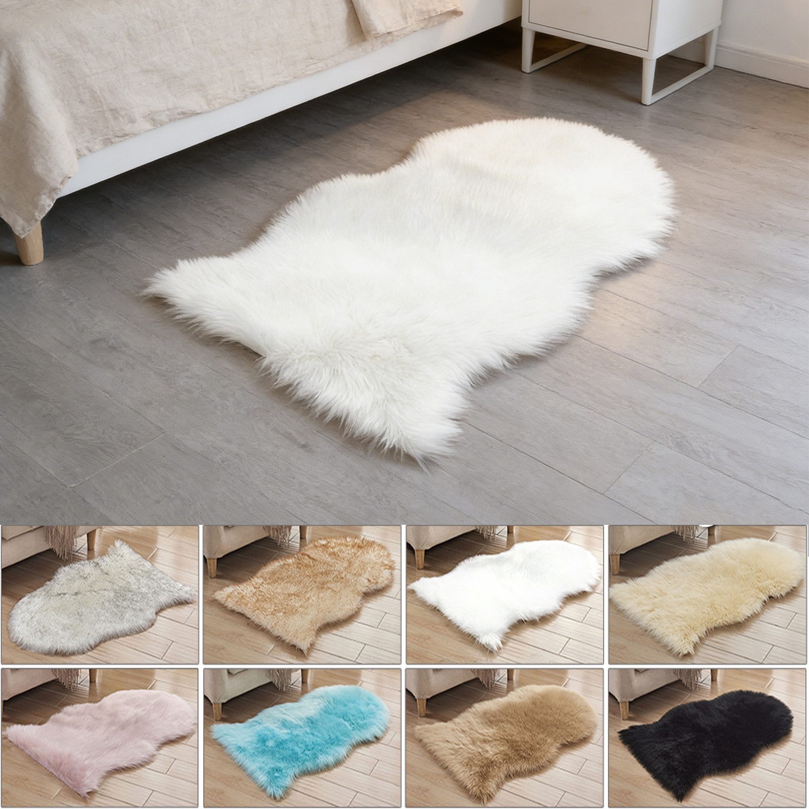 BTTO TEPP Hochflor-Teppich Fellteppich, Kunstfell, Weich, Hochflor Shaggy Teppiche, Florlänge 60mm, 40 X 60 cm-1 P