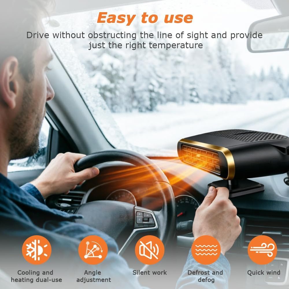 FELIXLEO Heizlüfter Autoheizung 12 V 120 W 2 in 1 Heizlüfter und Defroster 360° – Bild 5 von 5