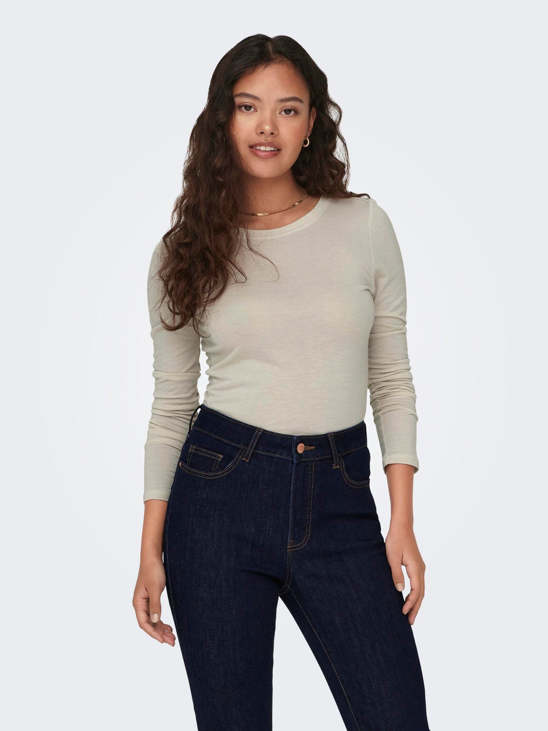 JDYSUMA 6403 Shirt YONG Grau-2 Pullover Dünner de Langarm in T-Shirt Basic JACQUELINE