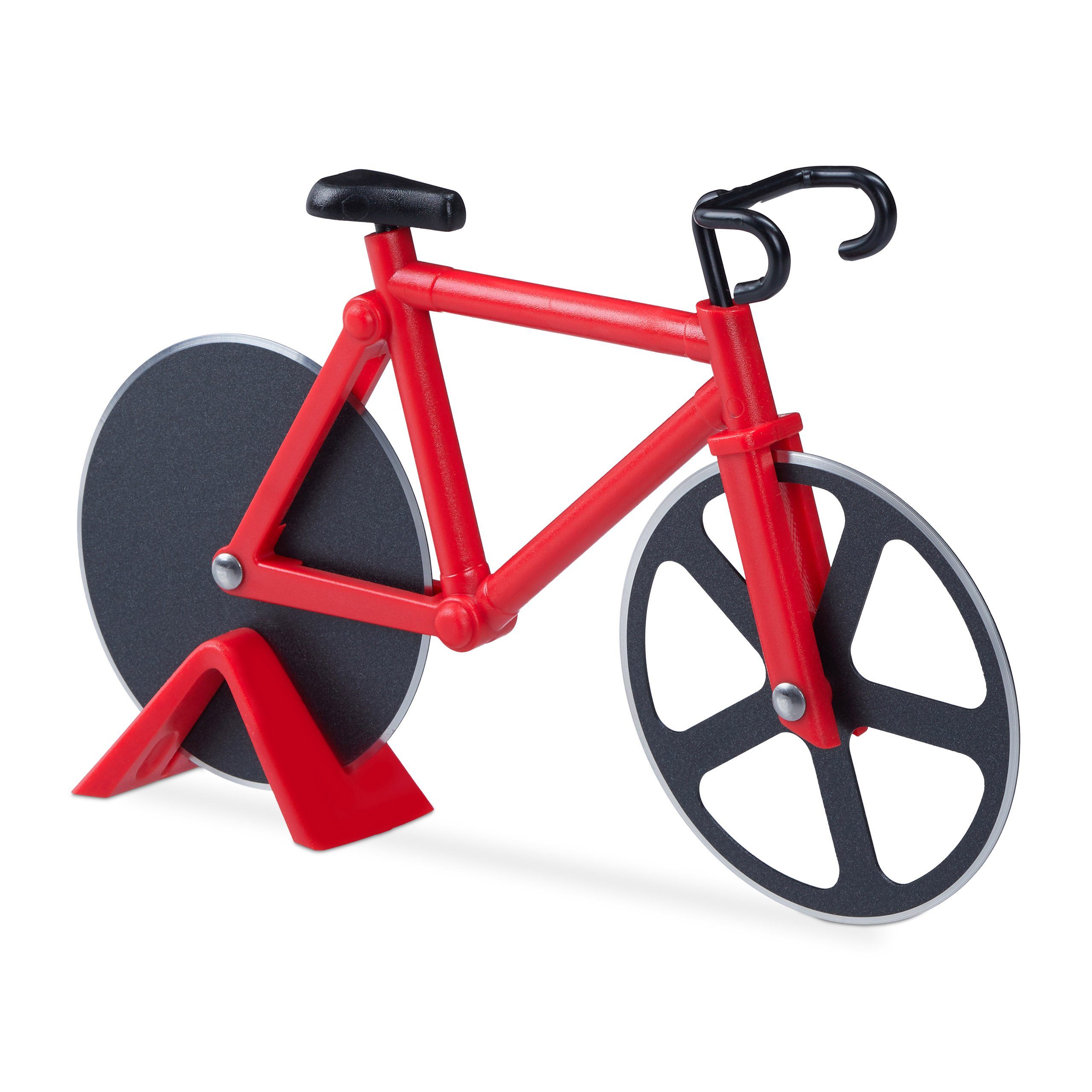 relaxdays Pizzaschneider Fahrrad Pizzaschneider, Rot