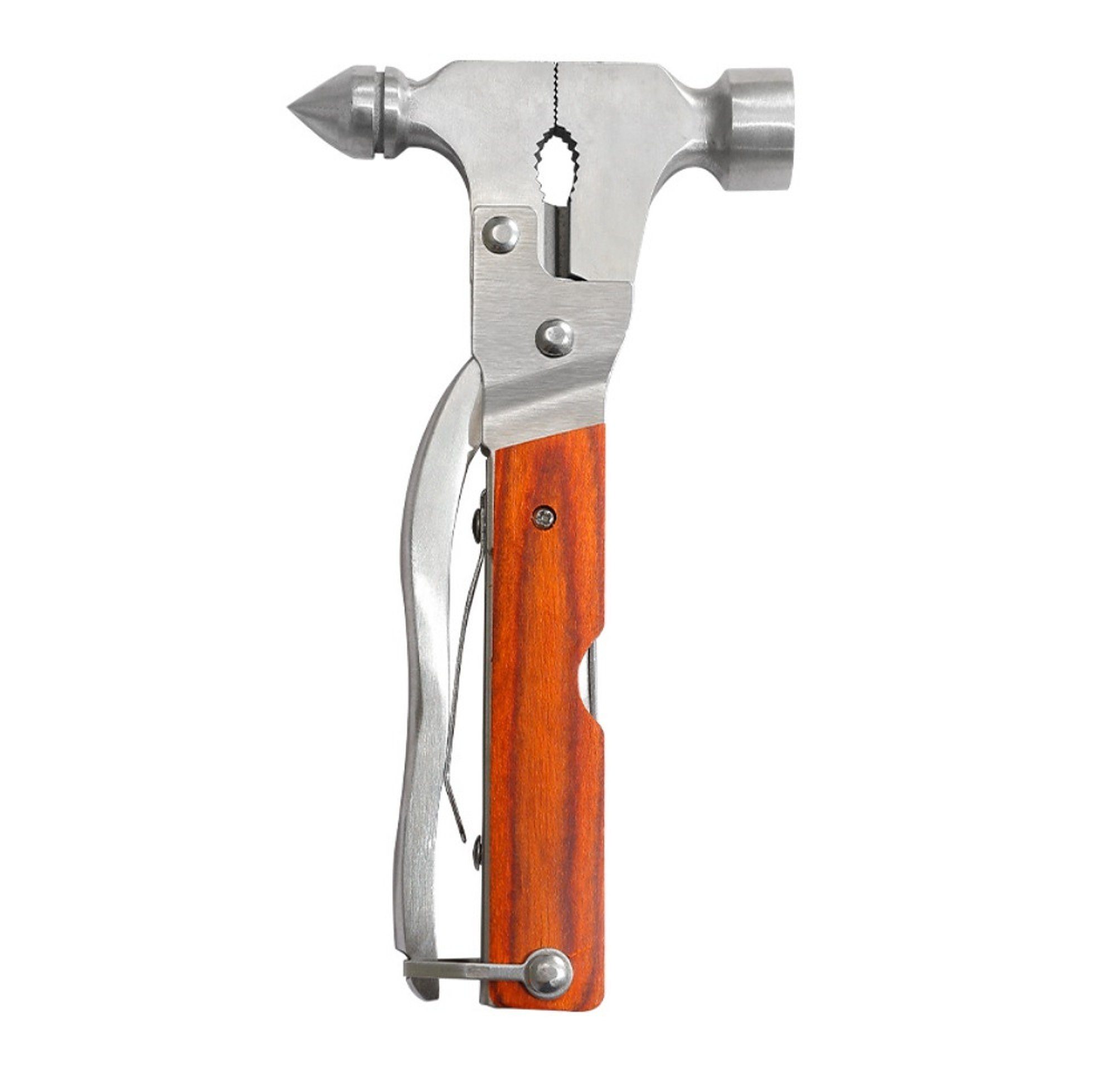 BAYLI Campinghammer 12 in 1 Camping Multitool mit Hammer Zange Säge Schraubendreher, Campi