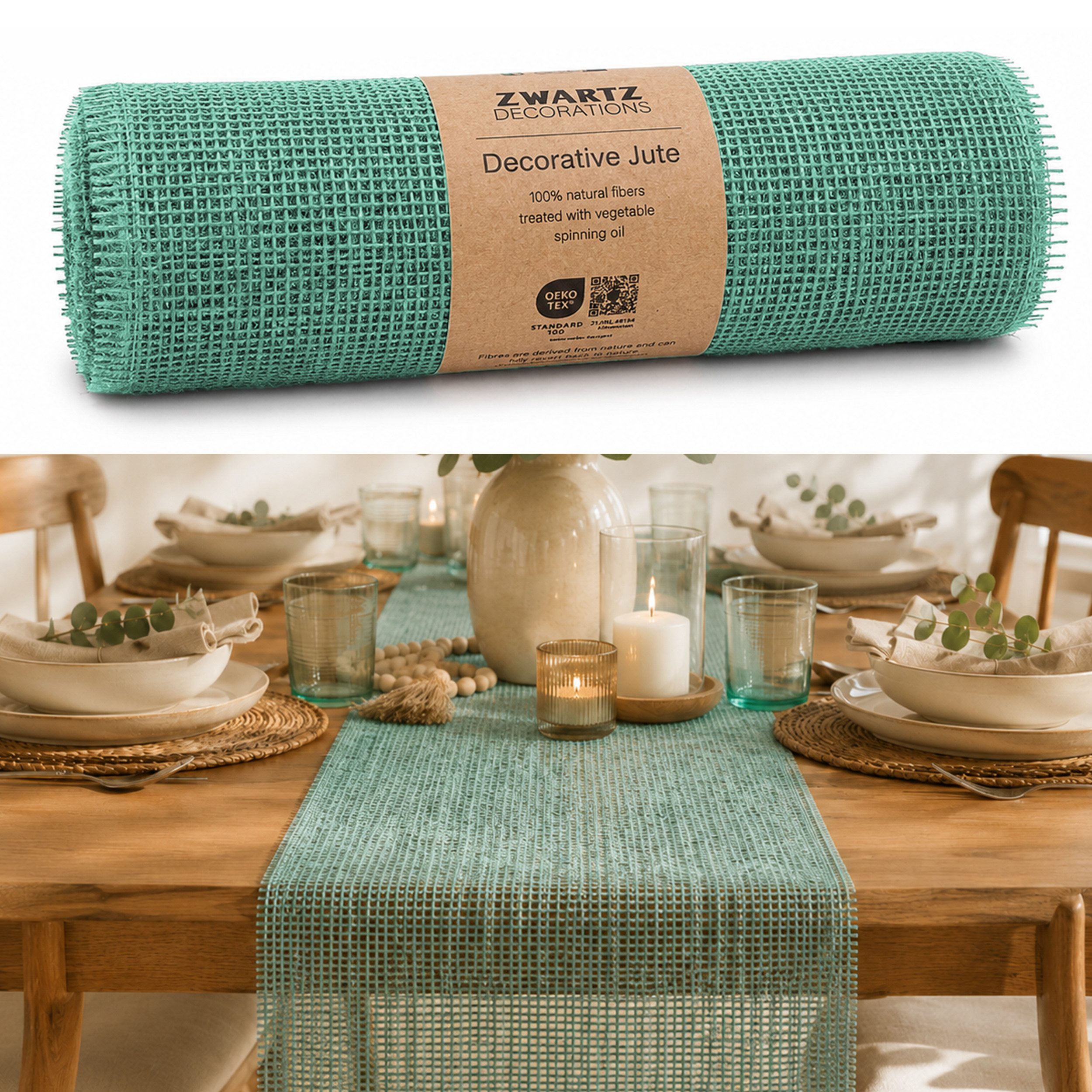 DecoHomeTextil Heimtextilmanufaktur Tischläufer Deco Jute Tischläufer Tischband Geschenkband Eco Friendly
