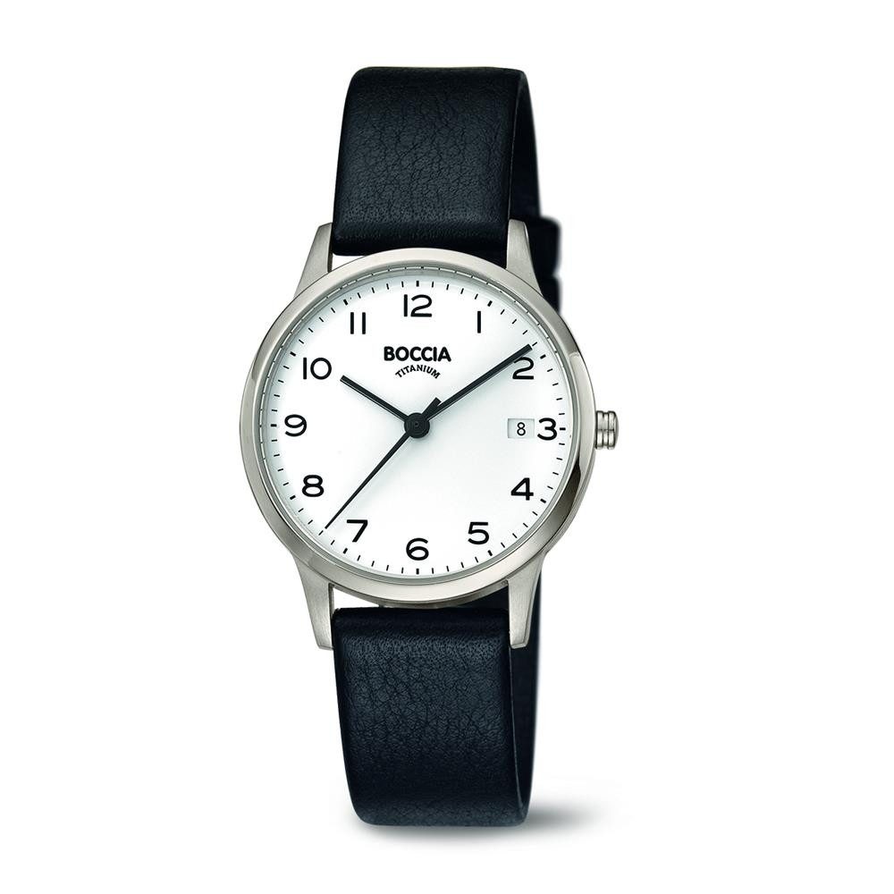 Boccia Quarzuhr Boccia Damen Uhr 3310-01 Titan Leder schwarz, (1-tlg)