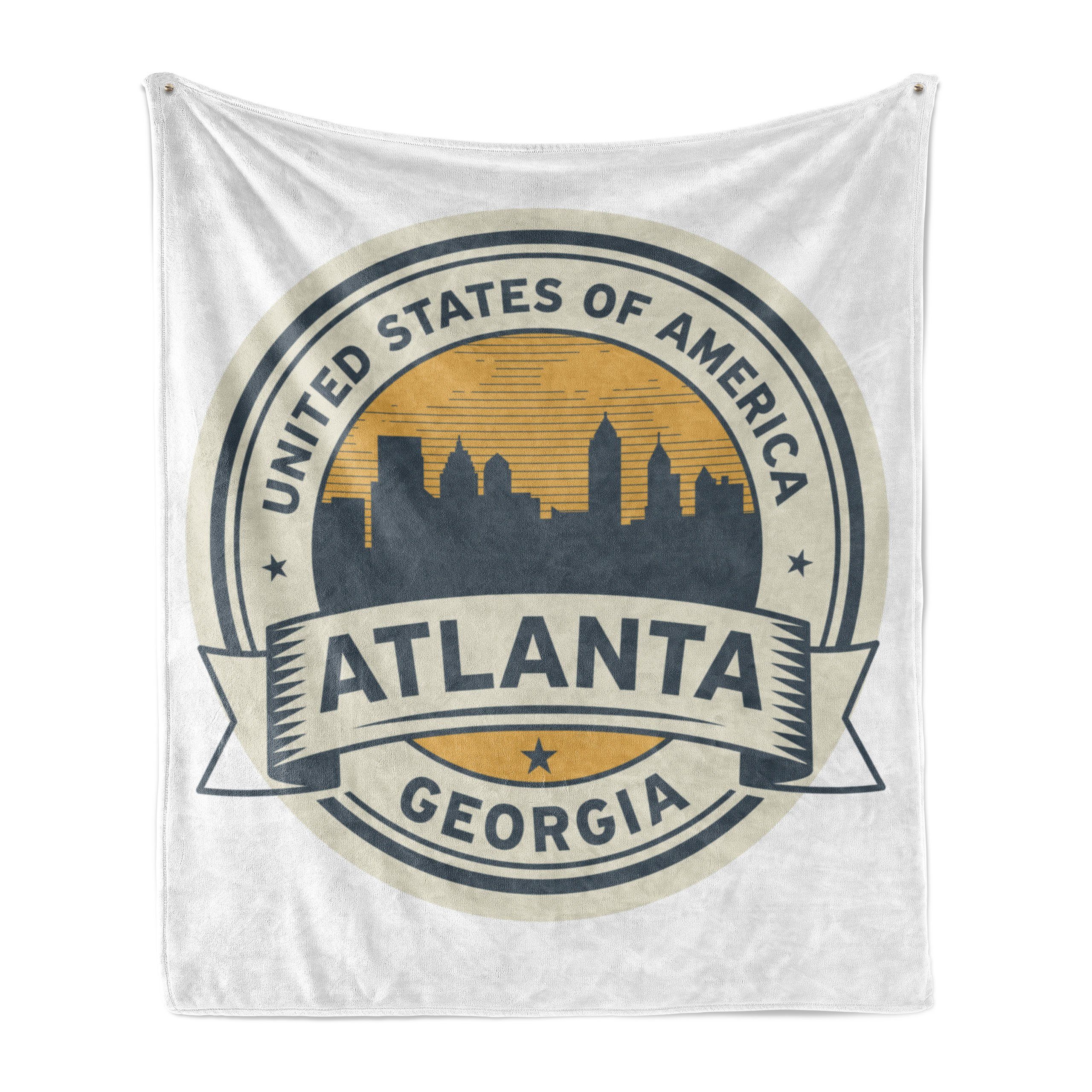 Wohndecke Gemütlicher Plüsch für den Innen- und Außenbereich, Abakuhaus, Georgia USA Atlanta Emblem Design