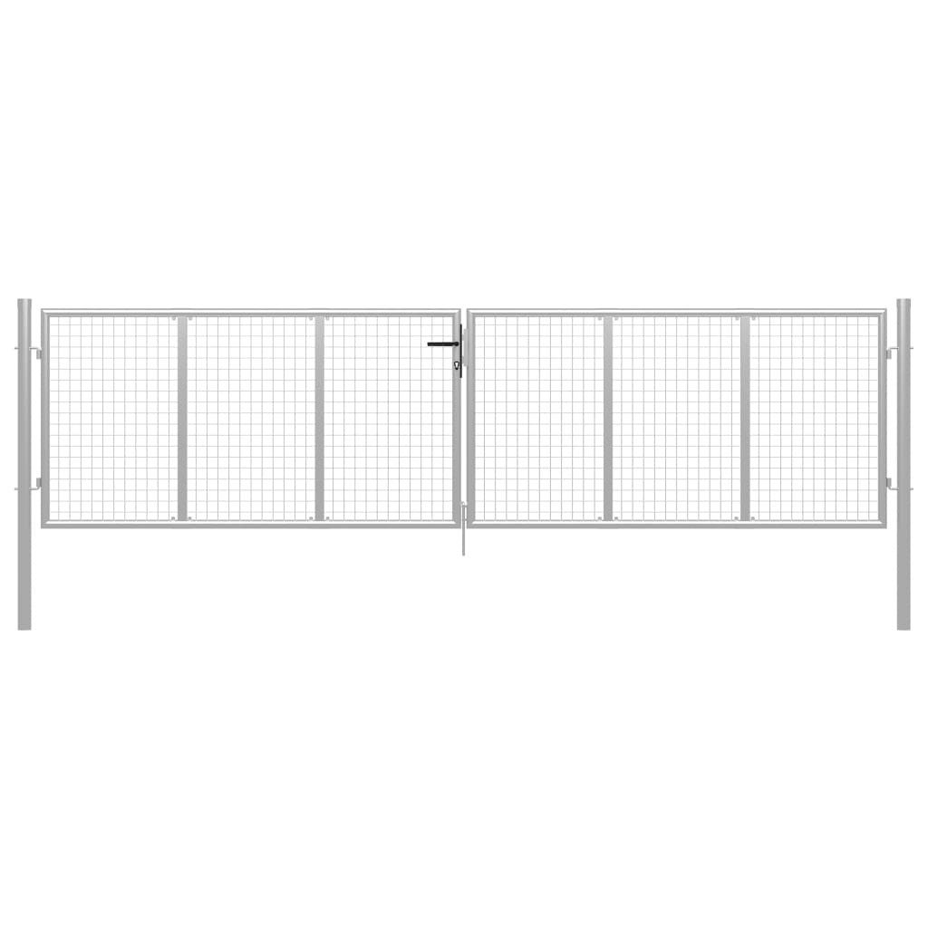 vidaXL Gartentor Gartentor verzinkter Stahl 400 x 100 cm Silber