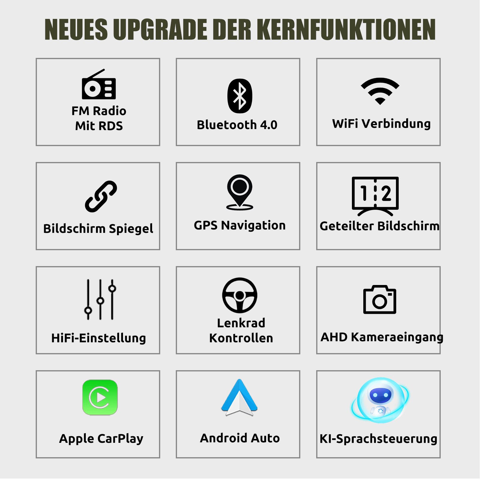 ESSGOO Android 15 CarPlay 64G Car Stereo For Ford Focus MK3 2012-2018 GPS BT Autoradio (Digitalradio (DAB), 4+64GB(optional), RDS, AM, FM, Carplay Android Auto Bluetooth EQ USB GPS Navi WIFI Touchscreen)