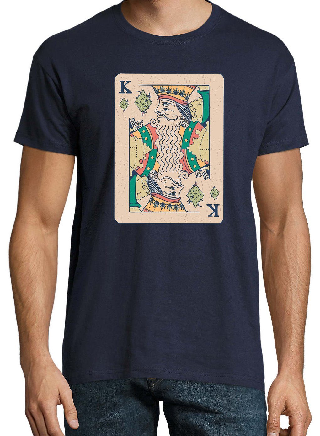 Youth Designz T-Shirt trendigem High Herren King Shirt mit Frontprint Navyblau